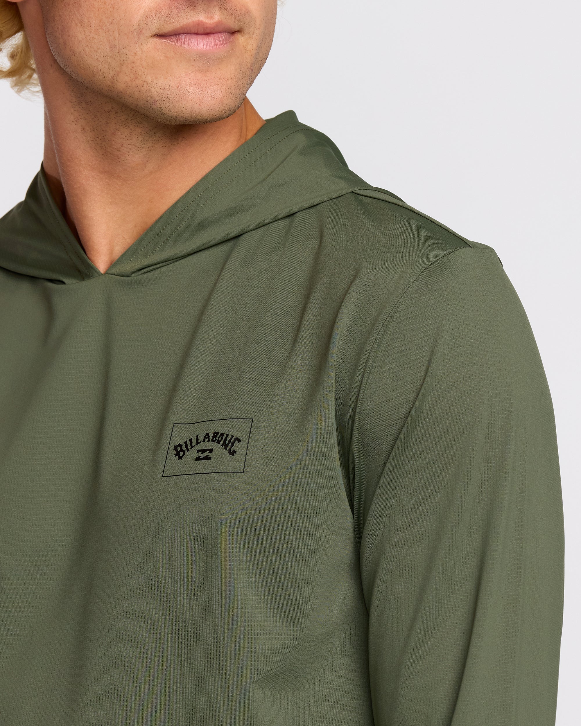 Arch Mesh Long Sleeve Hooded Surf Tee - Dark Military - Image 5