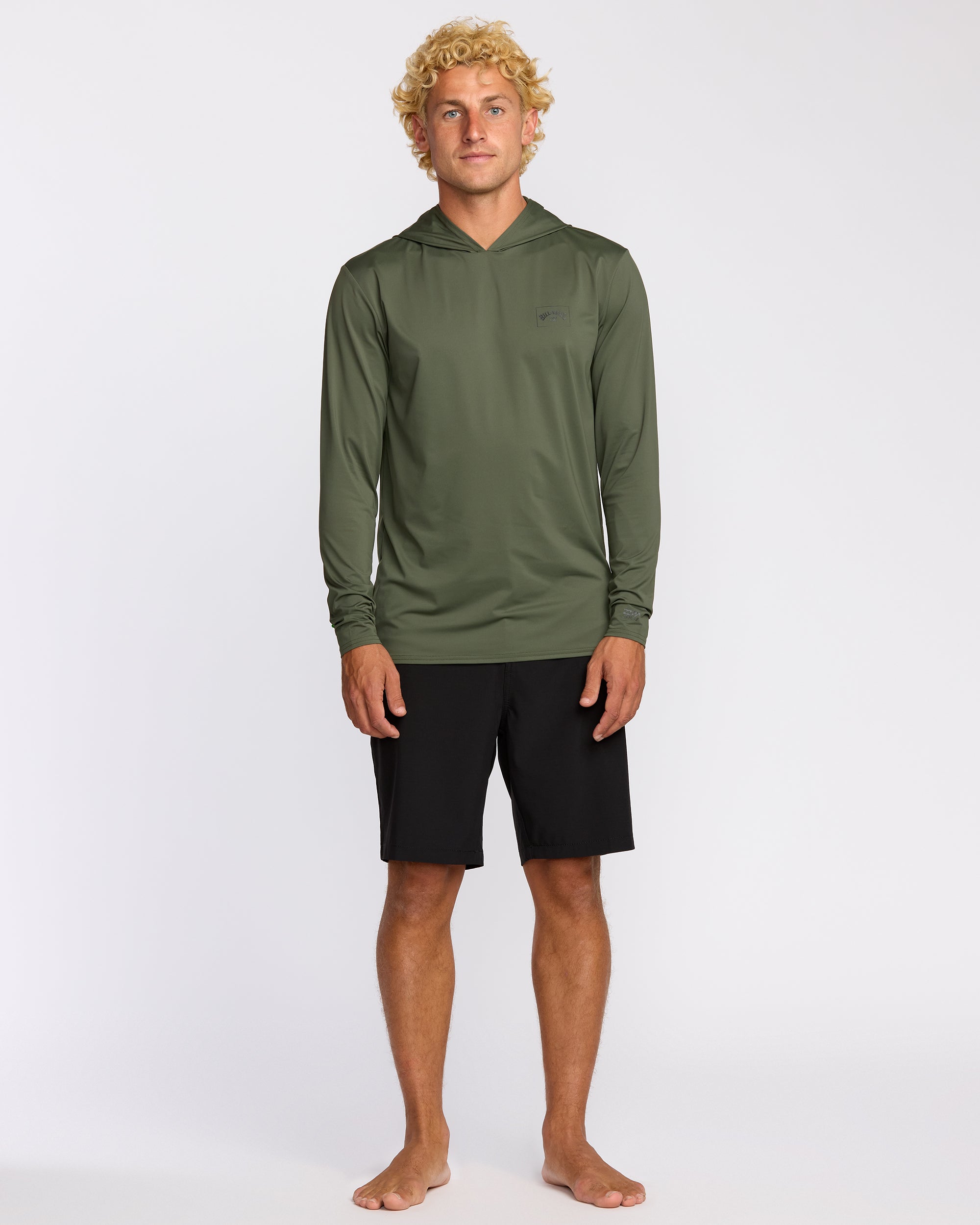 Arch Mesh Long Sleeve Hooded Surf Tee - Dark Military - Image 4
