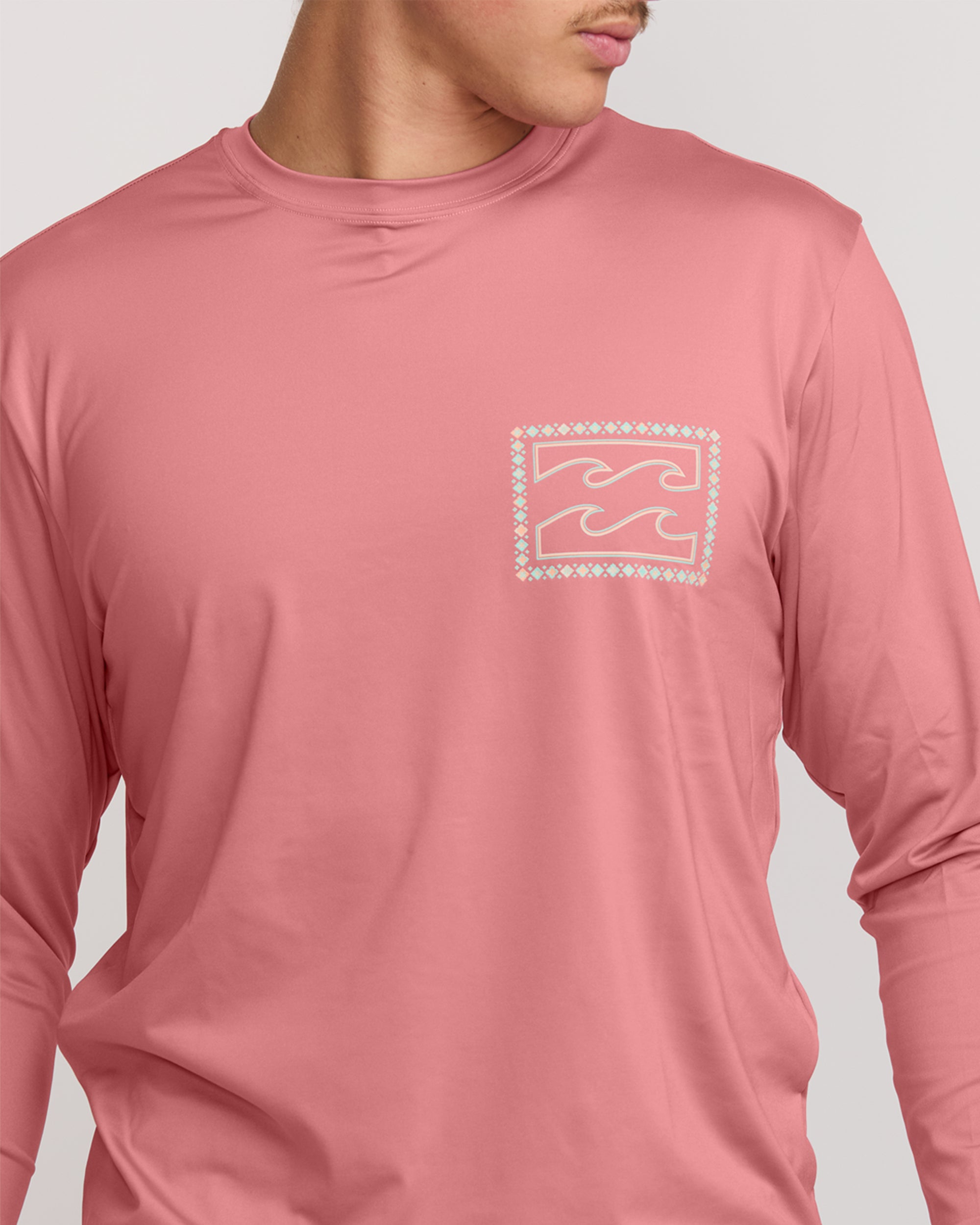 Crayon Wave Loose Fit Long Sleeve Surf Tee - Dusty Pink - Image 7
