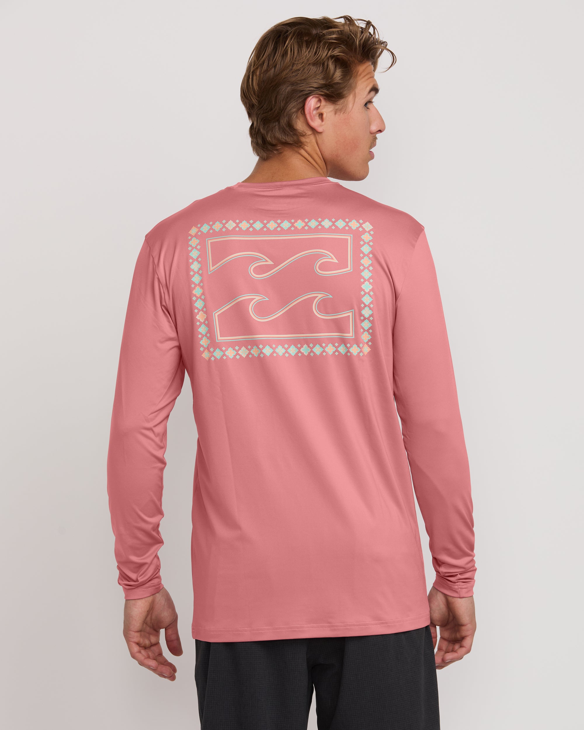 Crayon Wave Loose Fit Long Sleeve Surf Tee - Dusty Pink - Image 2