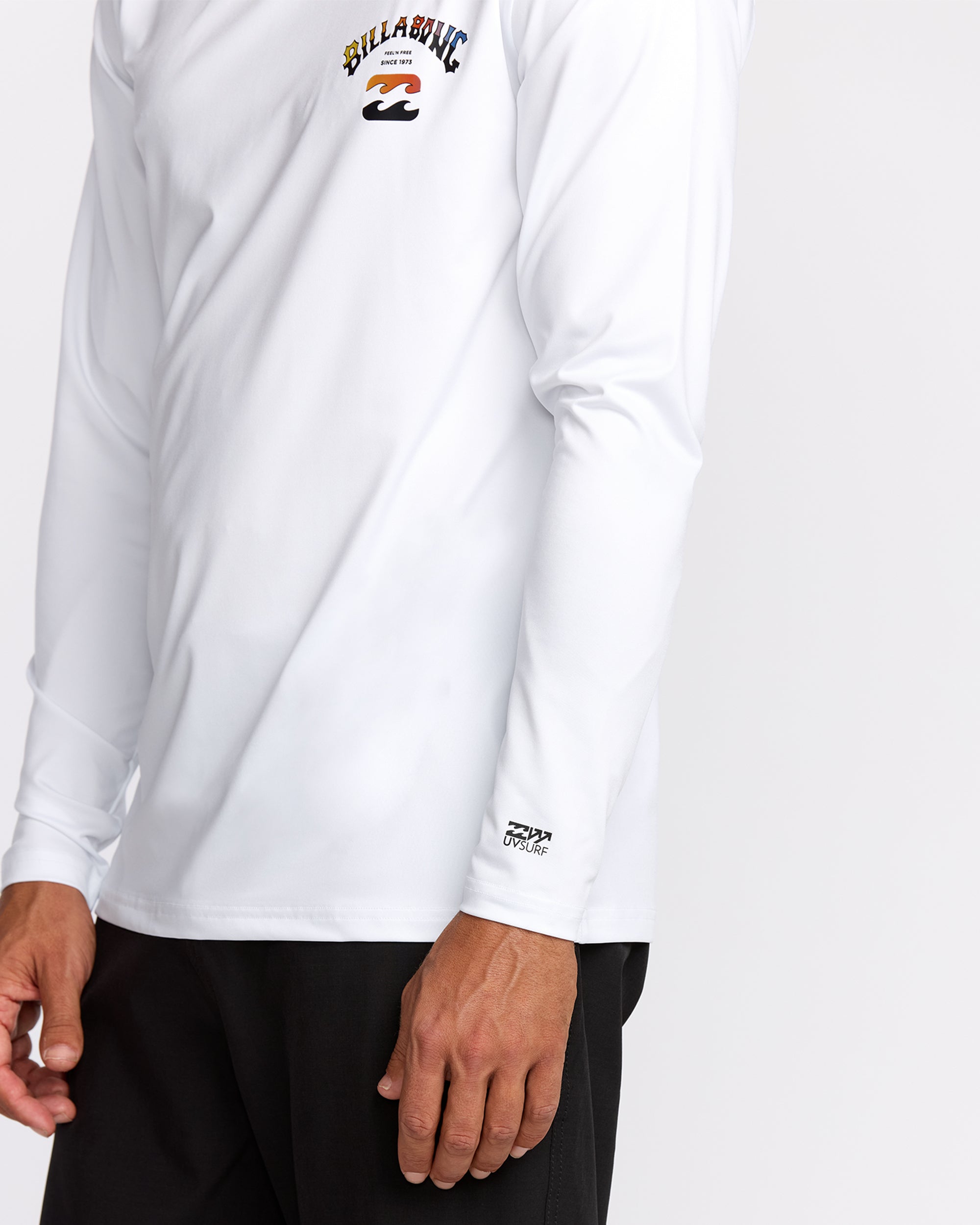 Arch Fade Loose Fit Long Sleeve Surf T-Shirt - White - Image 6