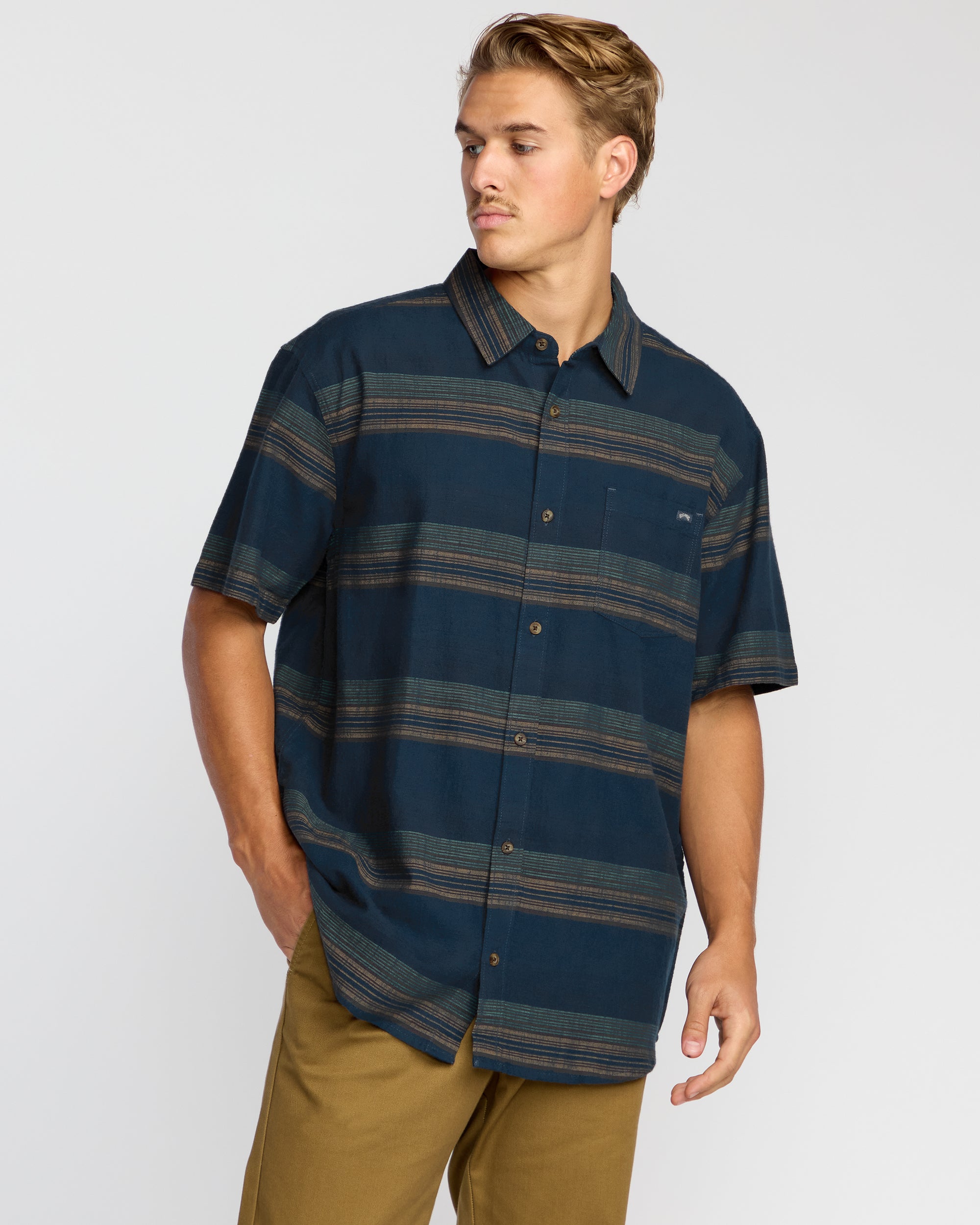 All Day Stripe Short Sleeve Shirt - Midnight