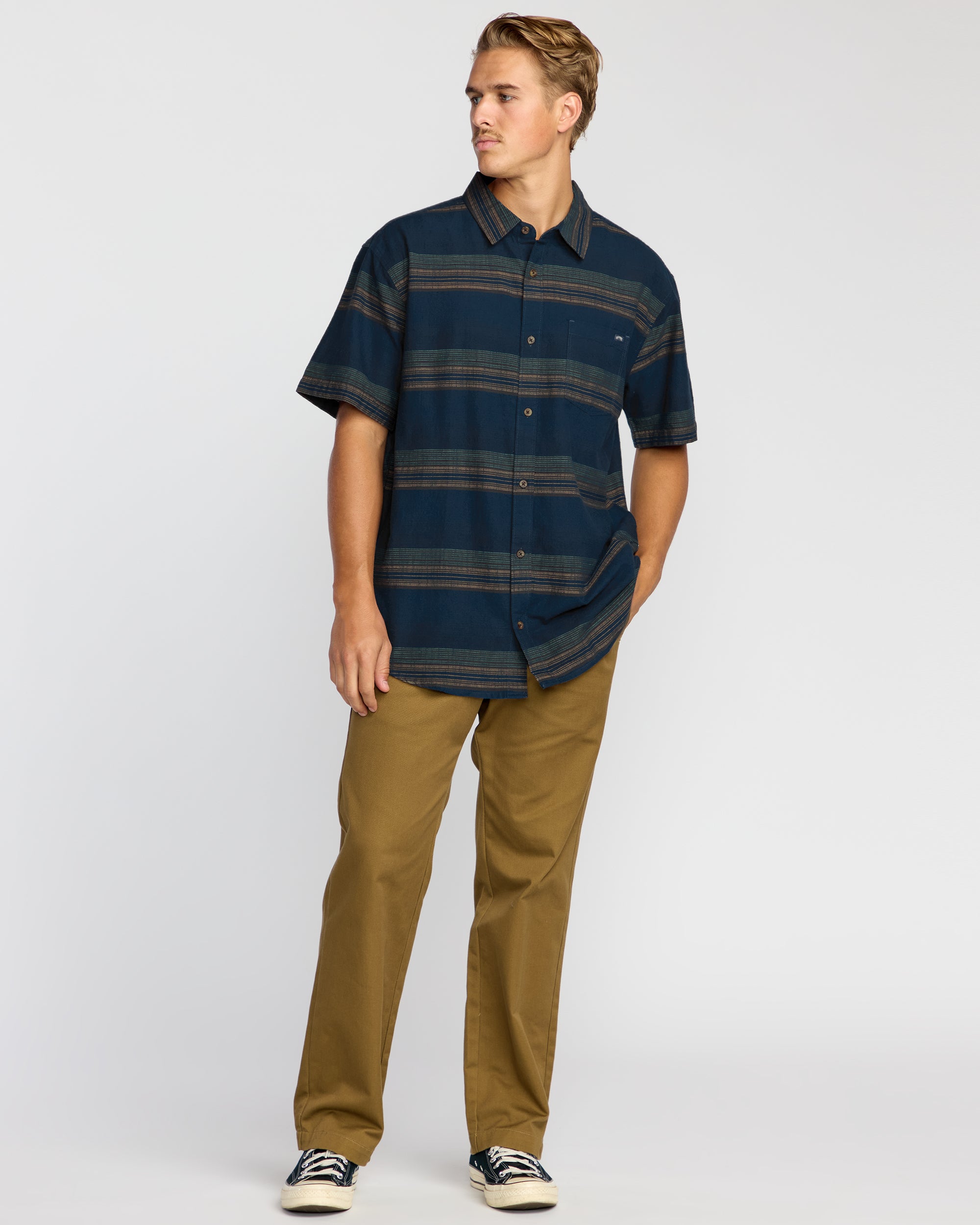 All Day Stripe Short Sleeve Shirt - Midnight - Image 4