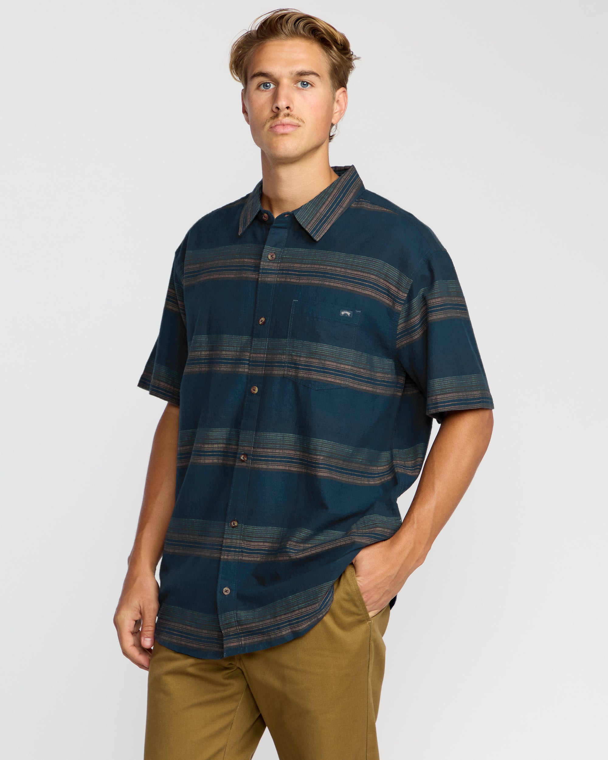 All Day Stripe Short Sleeve Shirt - Midnight - Image 3