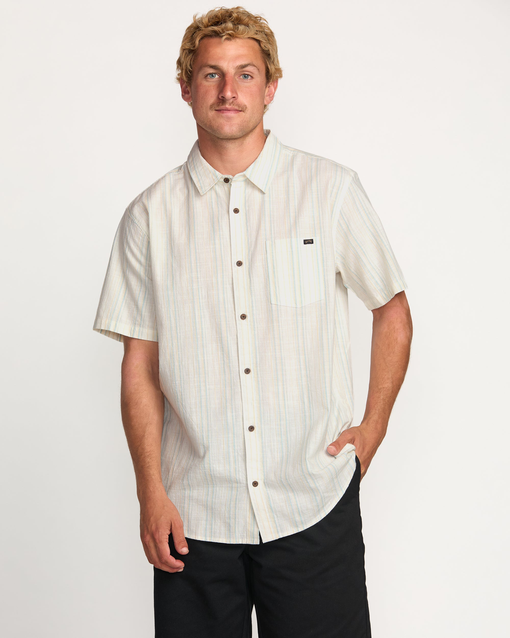All Day Stripe Short Sleeve Shirt - Off White