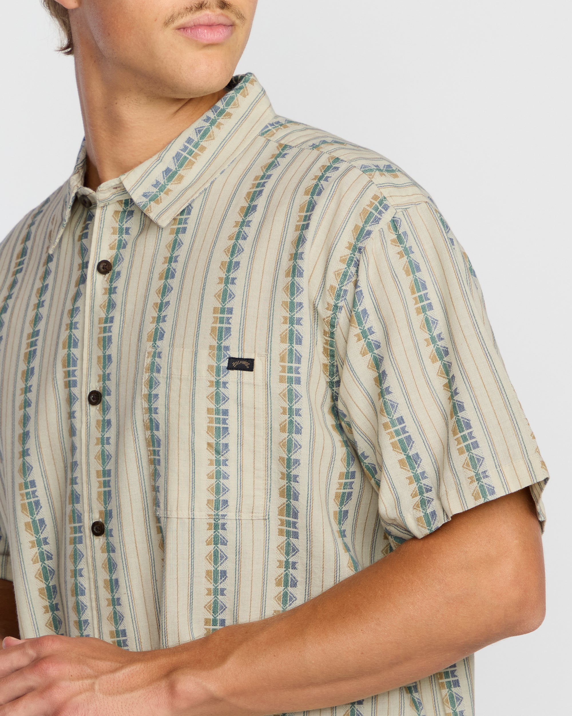 Sundays Jacquard Short Sleeve Shirt - Cream - Image 6