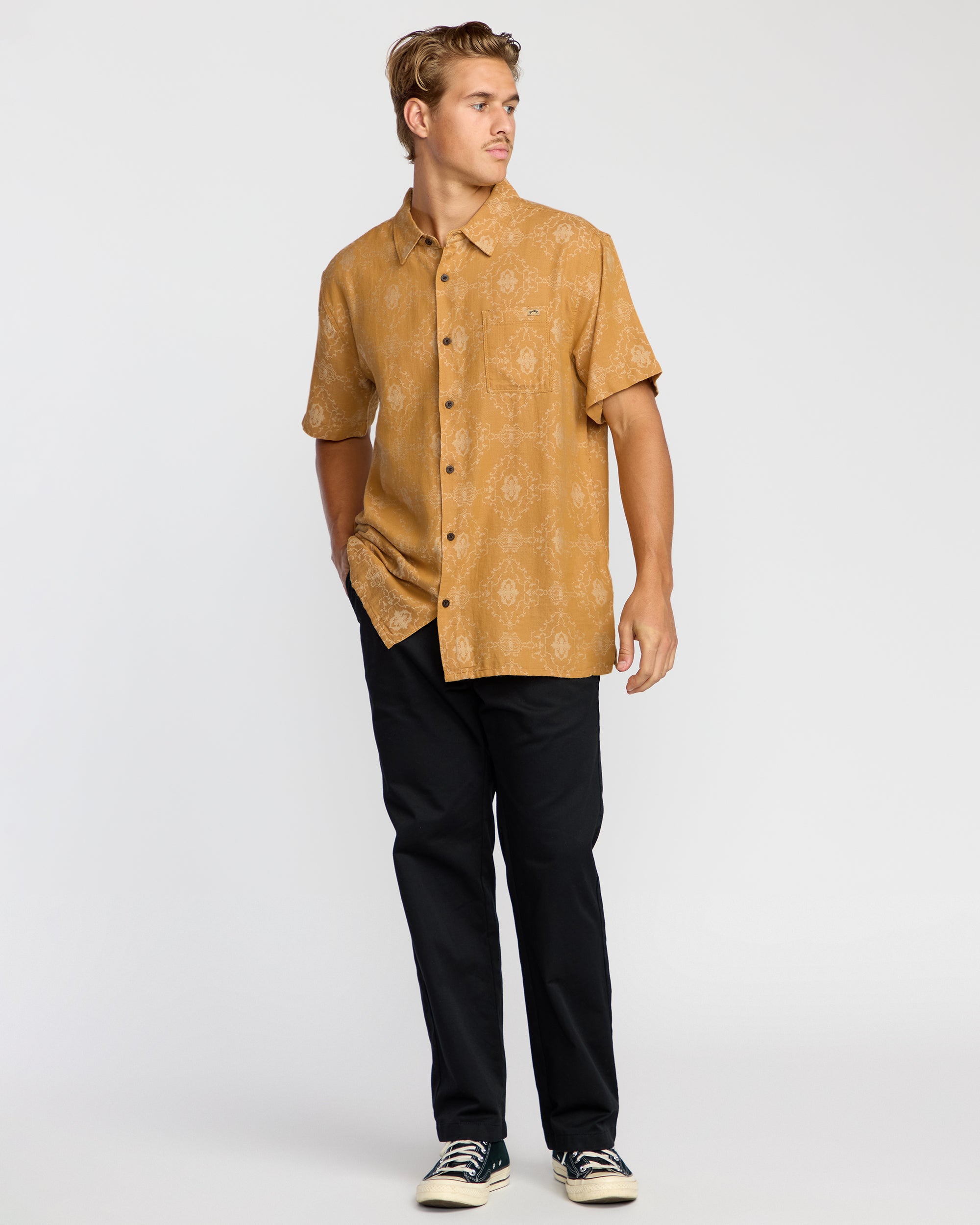 Sundays Jacquard Short Sleeve Shirt - Golden Haze - Image 5