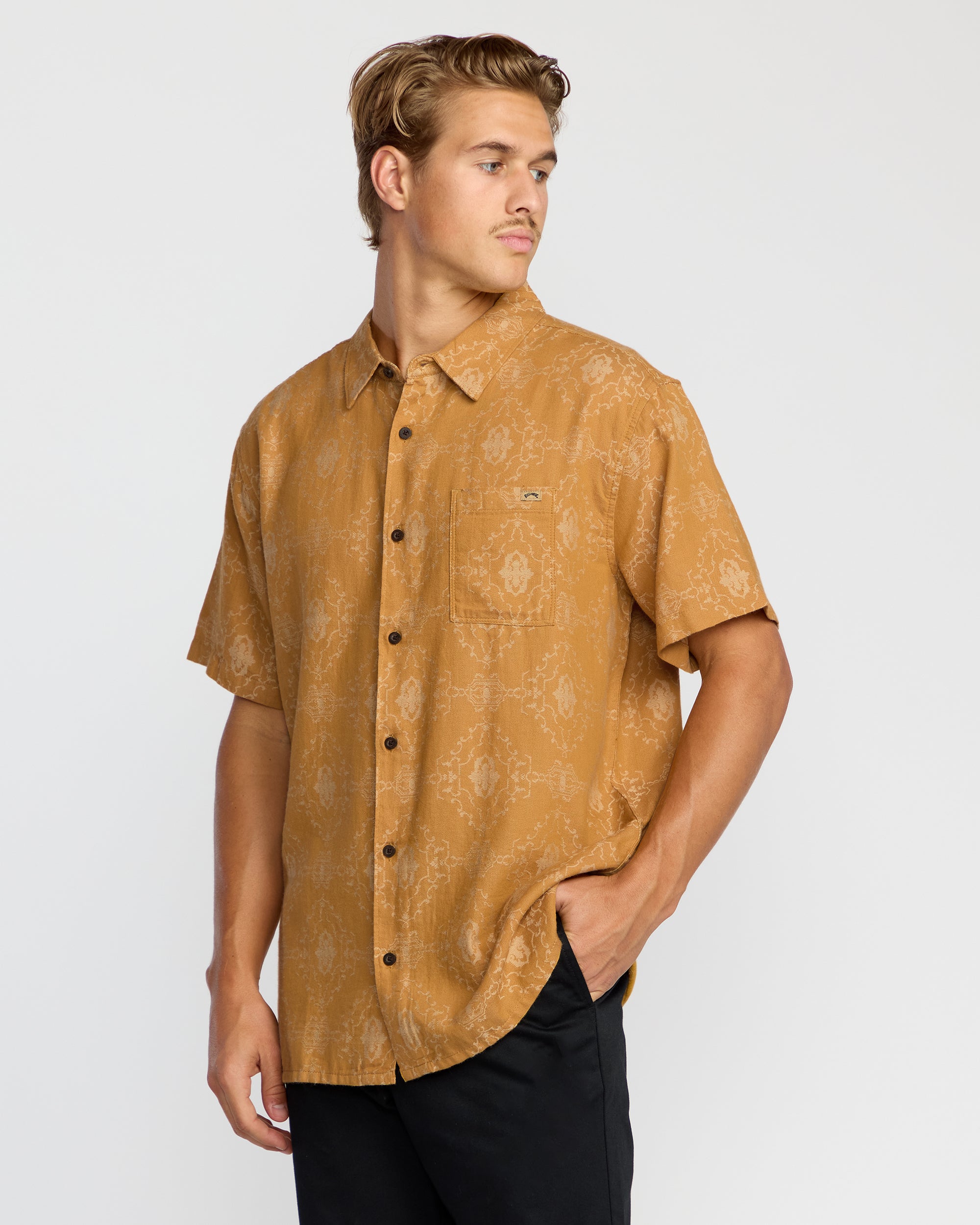 Sundays Jacquard Short Sleeve Shirt - Golden Haze - Image 4