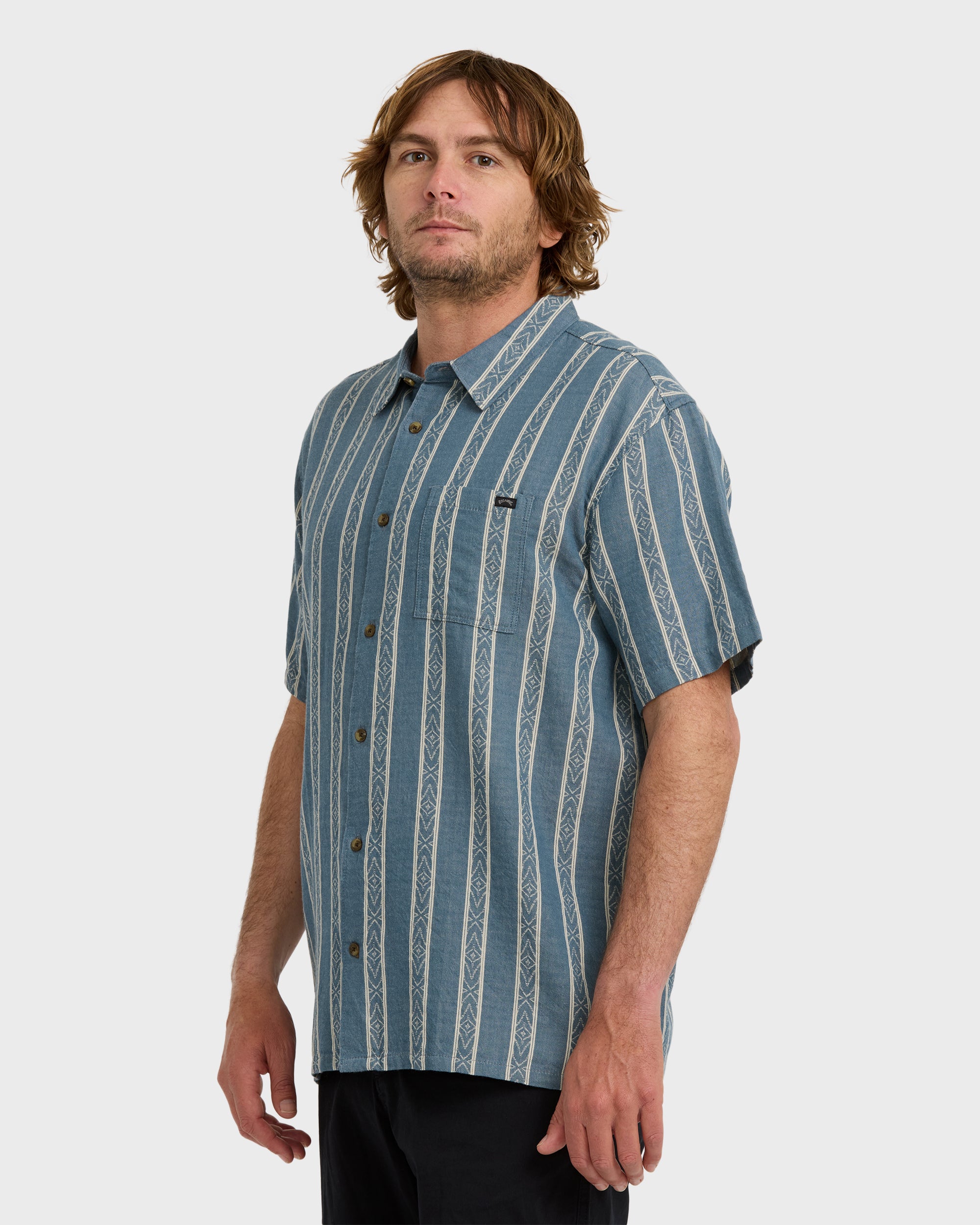 Sundays Jacquard Short Sleeve Shirt - Real Teal - Image 4