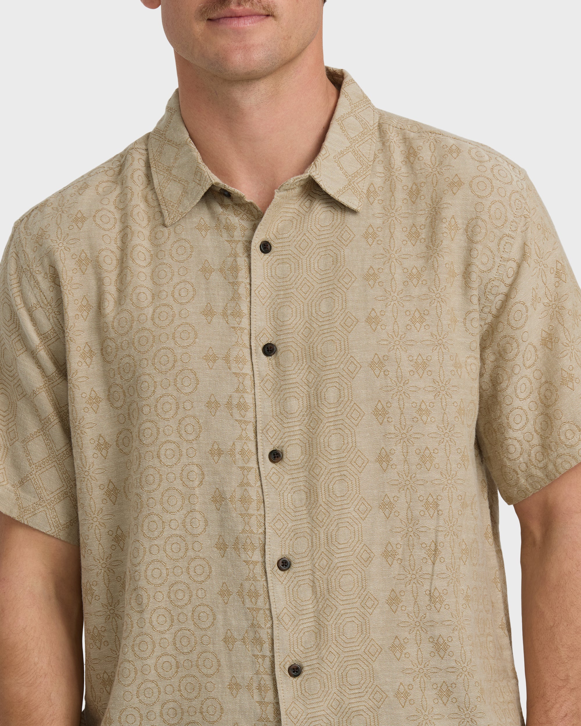 Needle Garage Jacquard Short Sleeve Shirt - Bone - Image 5