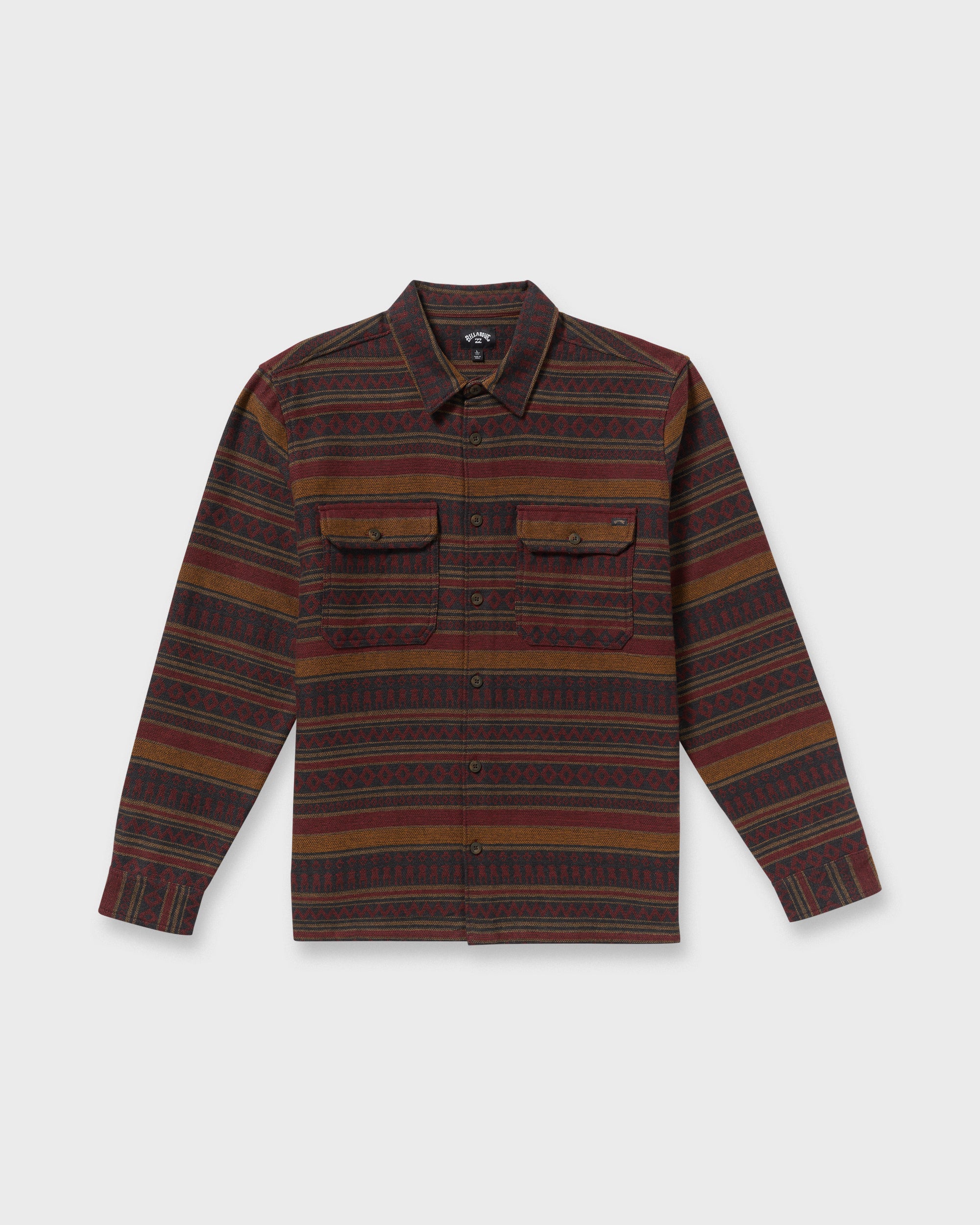 Offshore Jacquard Long Sleeve Flannel Shirt - Brick