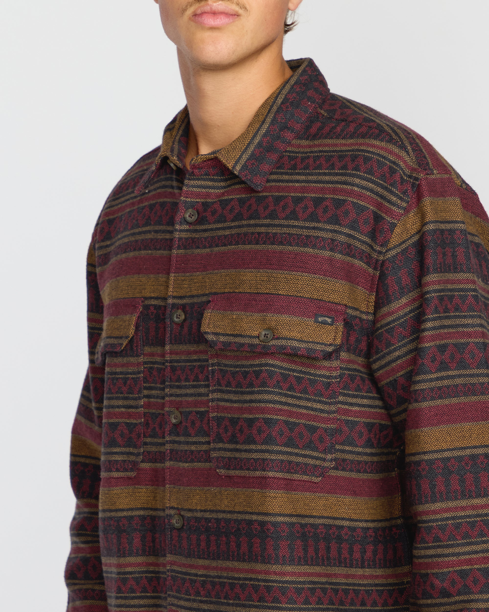 Offshore Jacquard Long Sleeve Flannel Shirt - Brick - Image 4