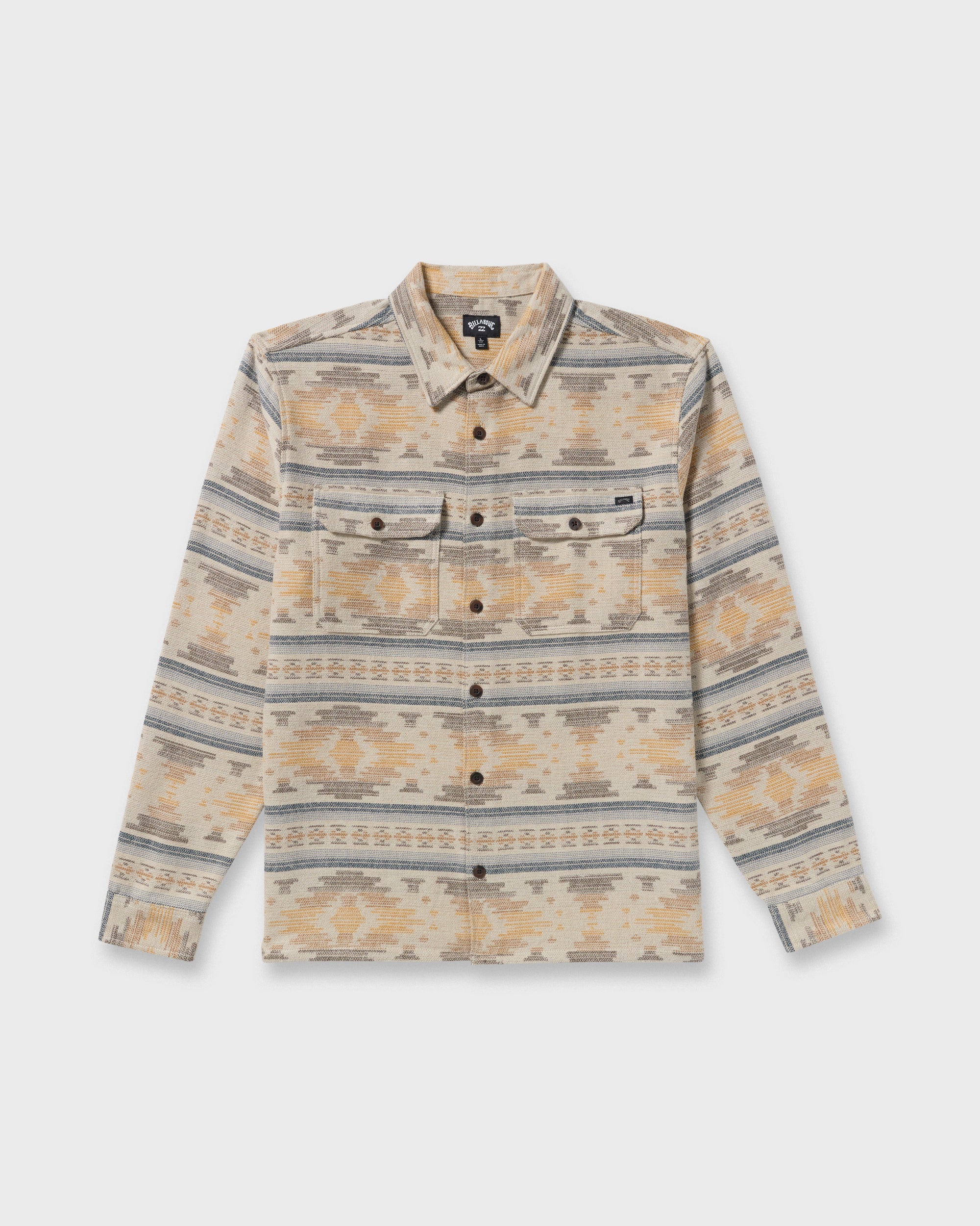 Offshore Jacquard Long Sleeve Flannel Shirt - Sand - Image 7