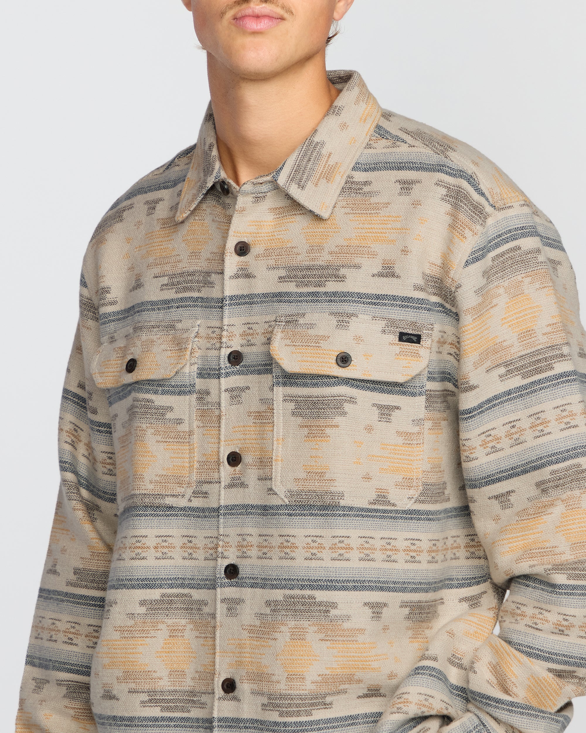 Offshore Jacquard Long Sleeve Flannel Shirt - Sand - Image 2