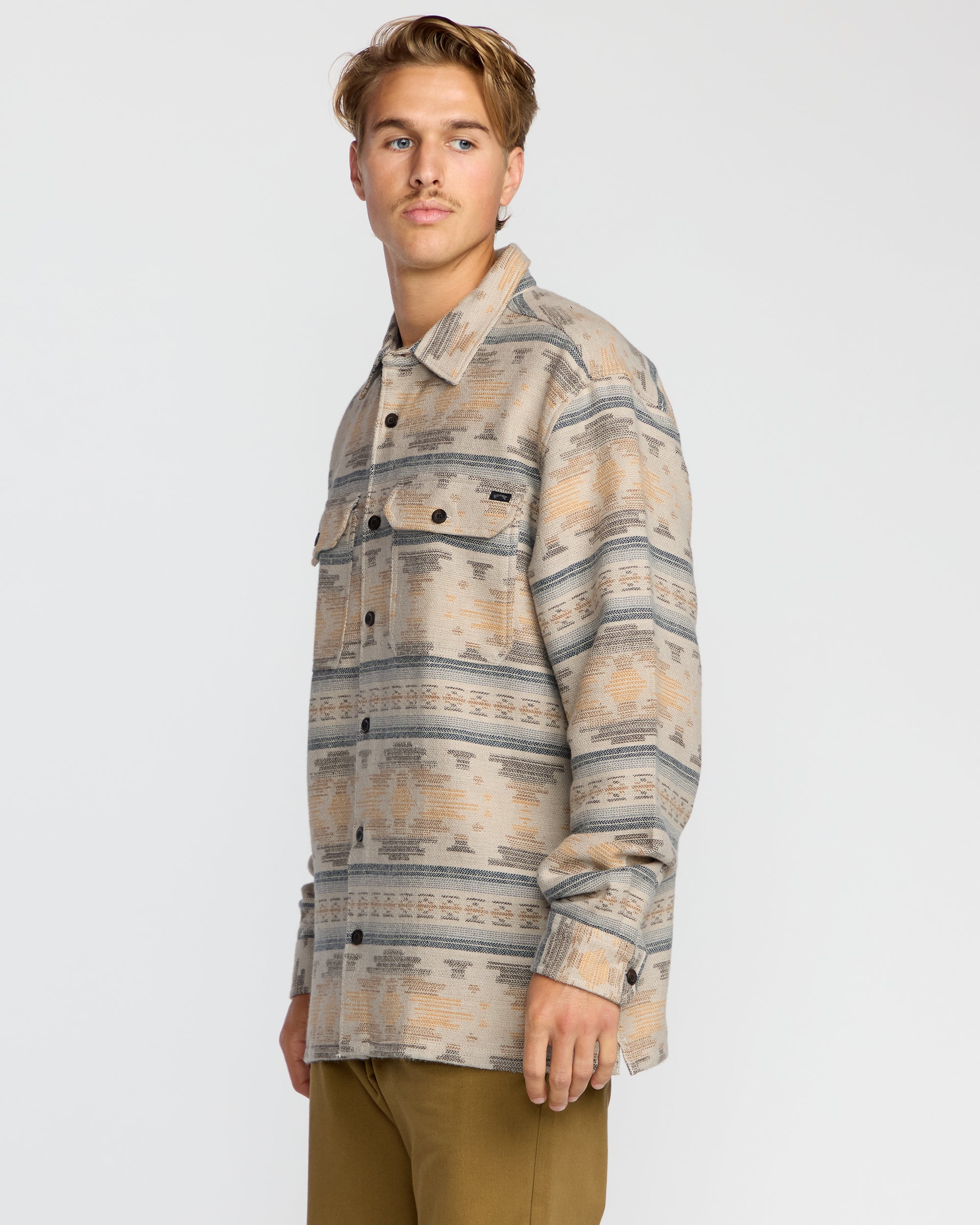 Offshore Jacquard Long Sleeve Flannel Shirt - Sand - Image 5