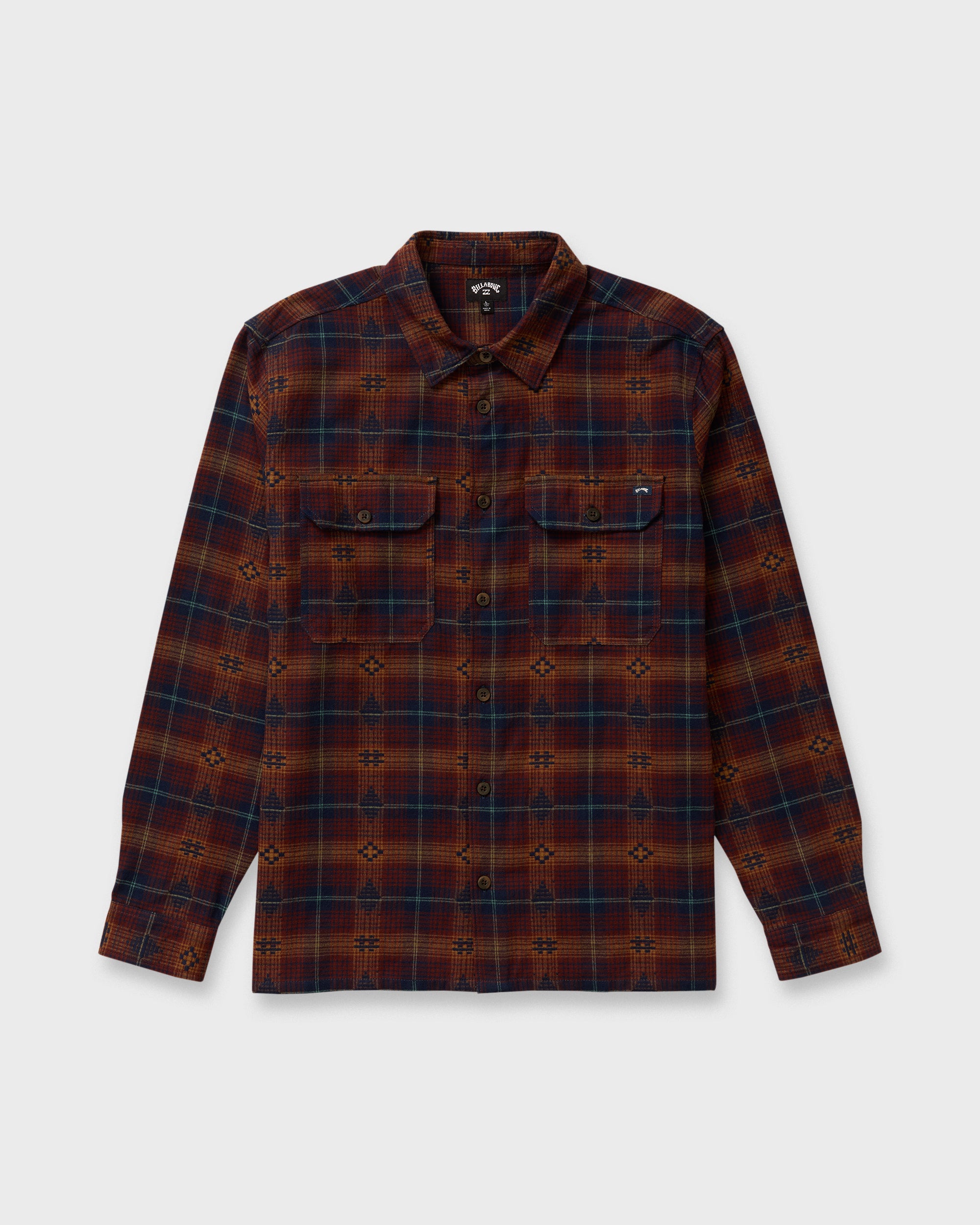 Offshore Jacquard Long Sleeve Flannel Shirt - Wine - Image 6