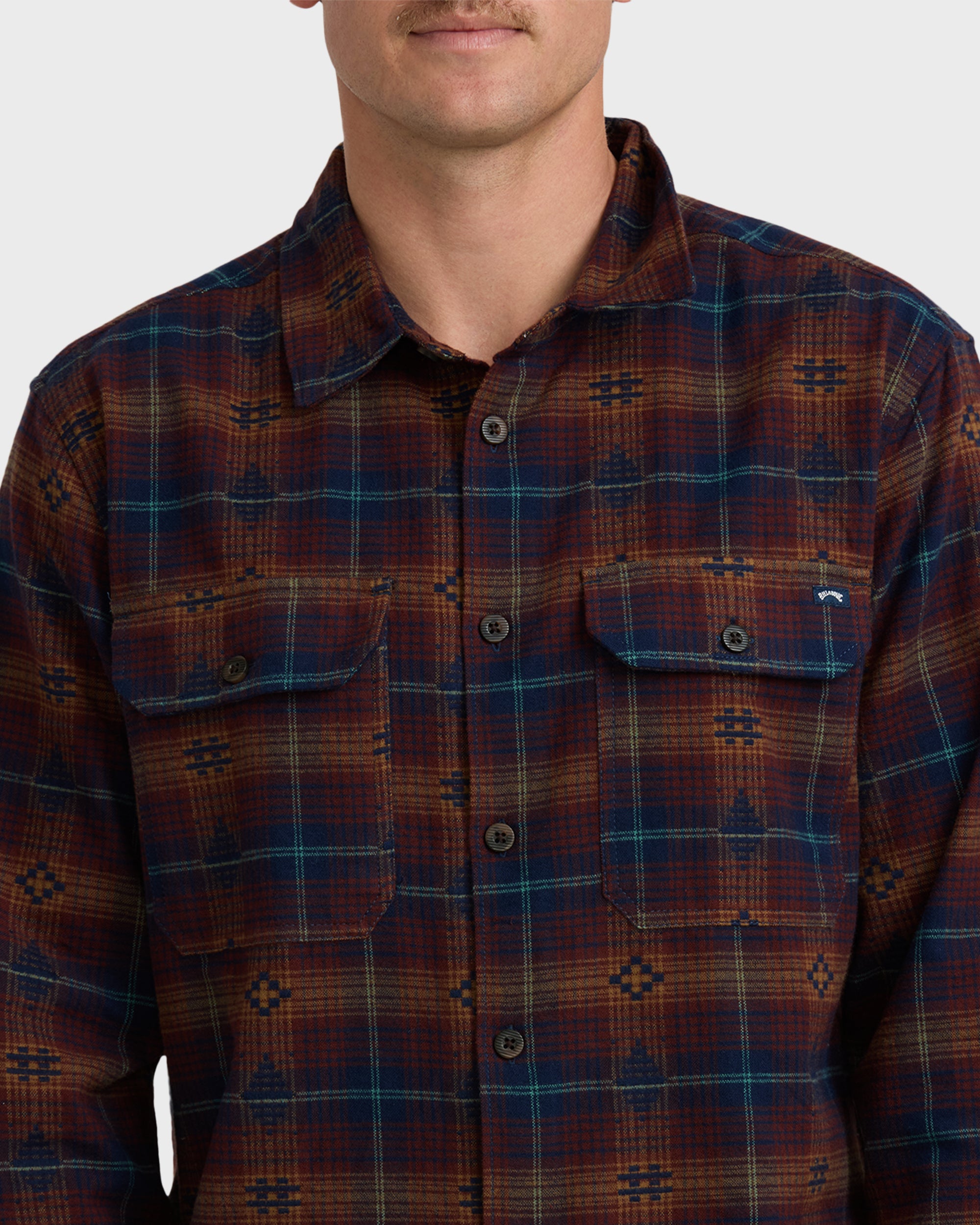 Offshore Jacquard Long Sleeve Flannel Shirt - Wine - Image 5