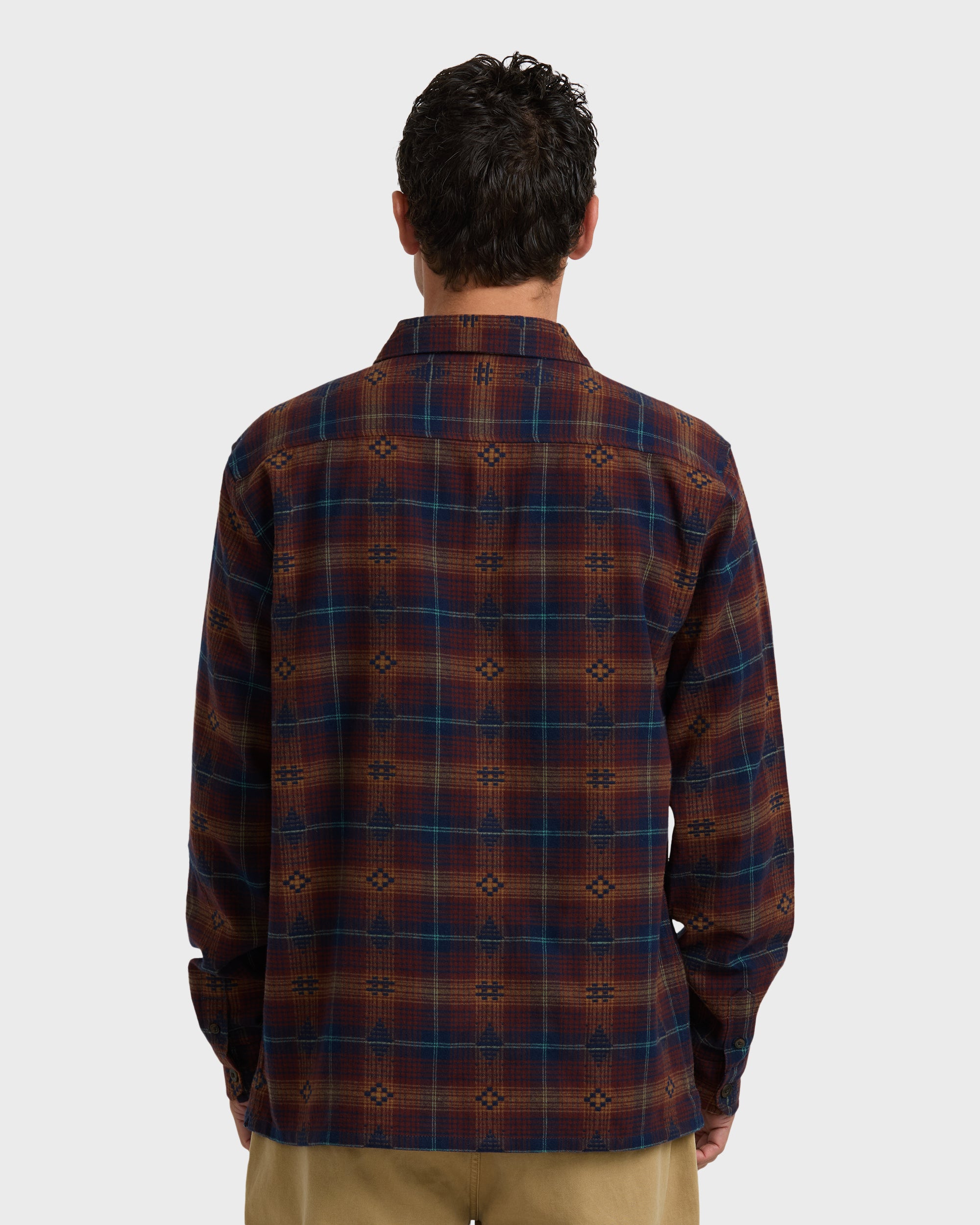 Offshore Jacquard Long Sleeve Flannel Shirt - Wine - Image 2