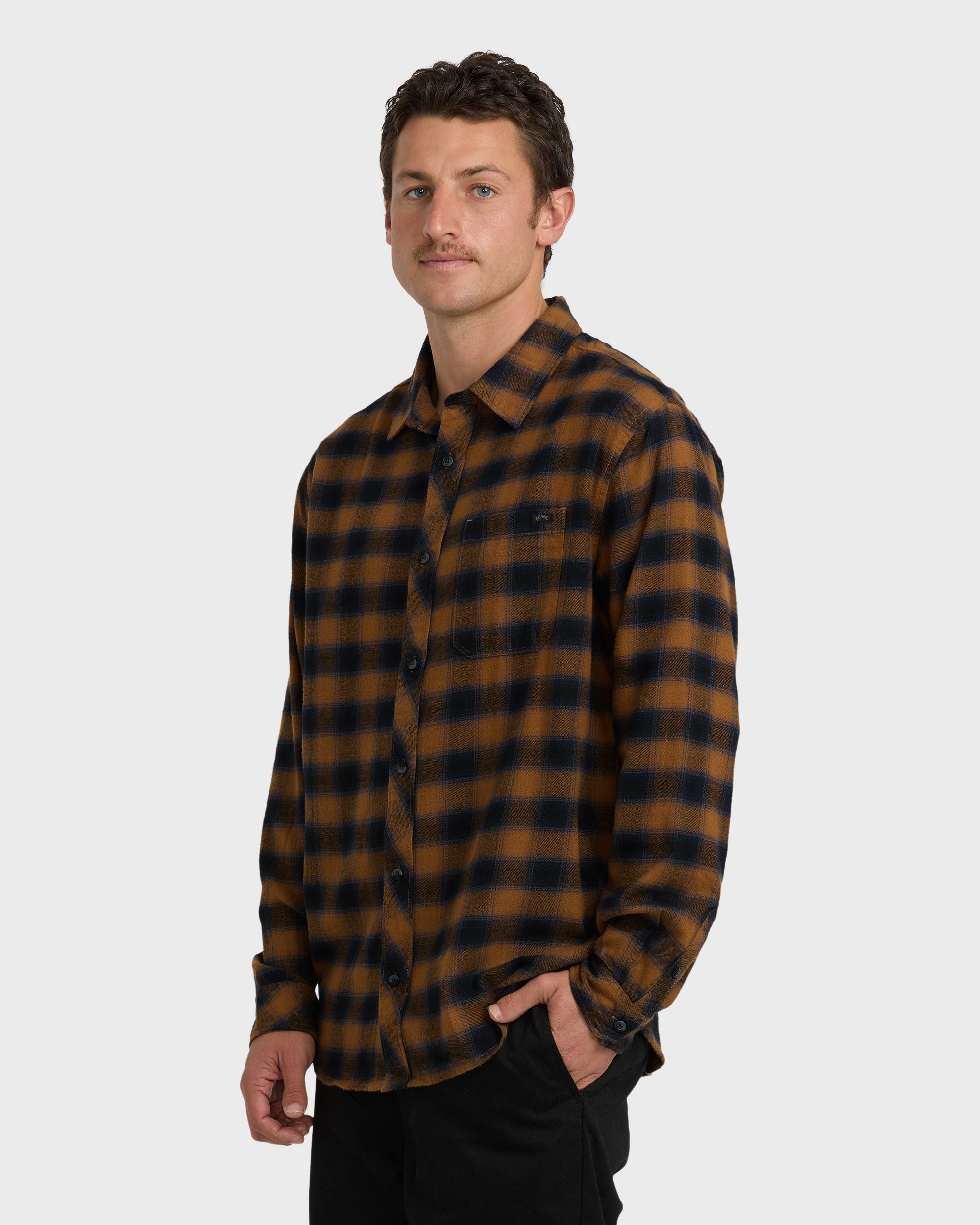 Coastline Long Sleeve Flannel Shirt - Tobacco - Image 3