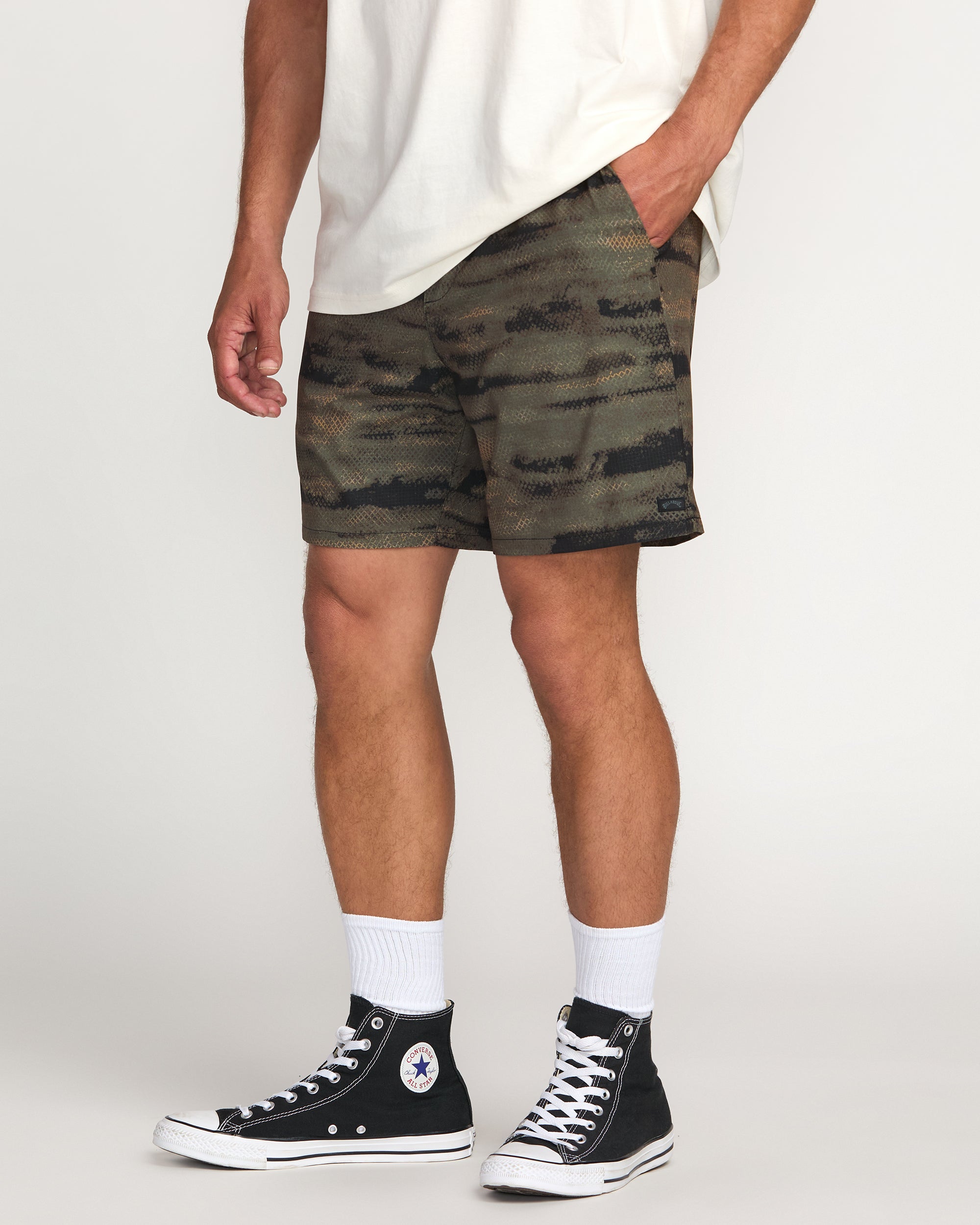 Surftrek Perforated Elastic 17 Hybrid Shorts - Dark Military - Image 6