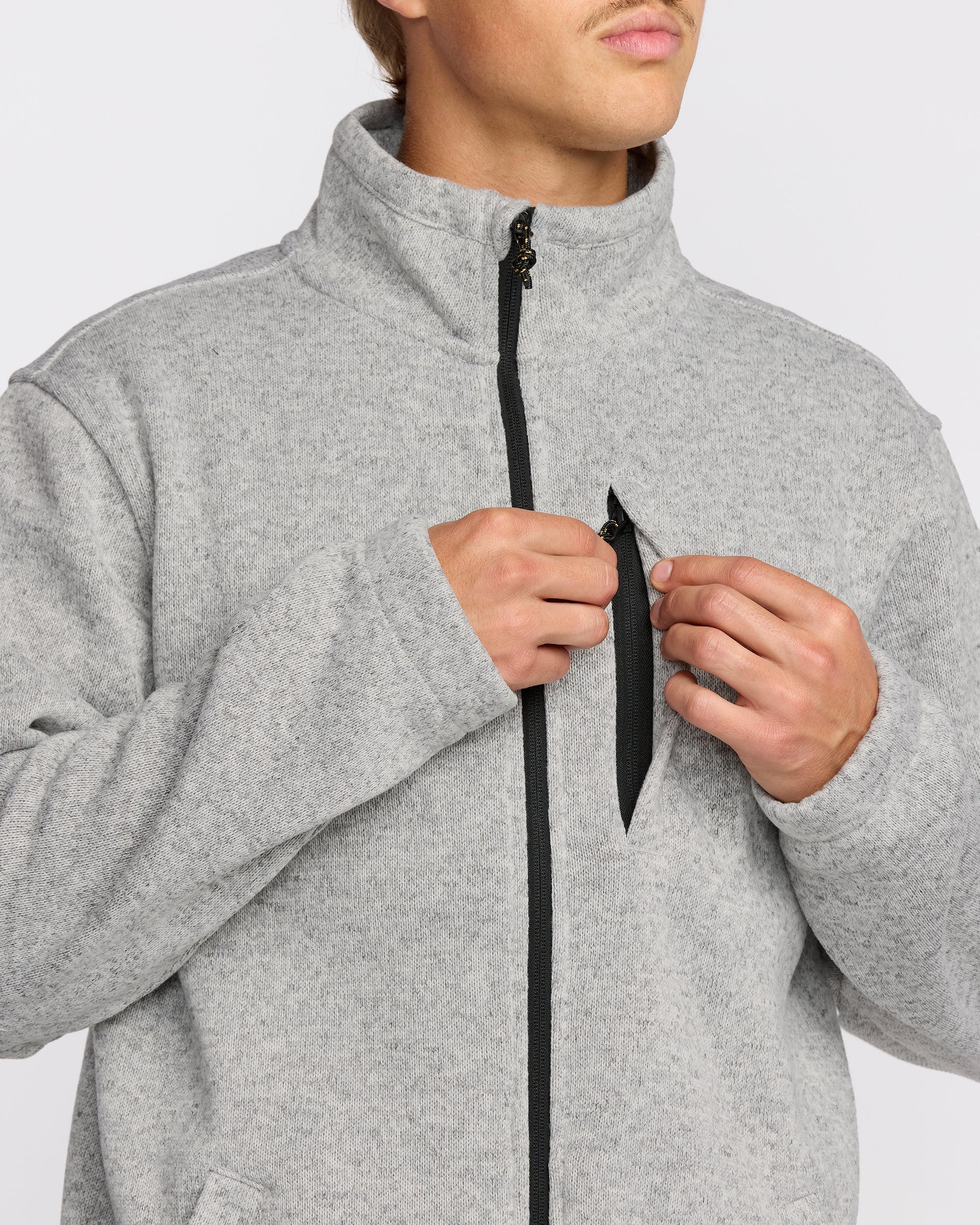 Boundary Mock Neck Zip Sweatshirt - Grey Htr - Image 6