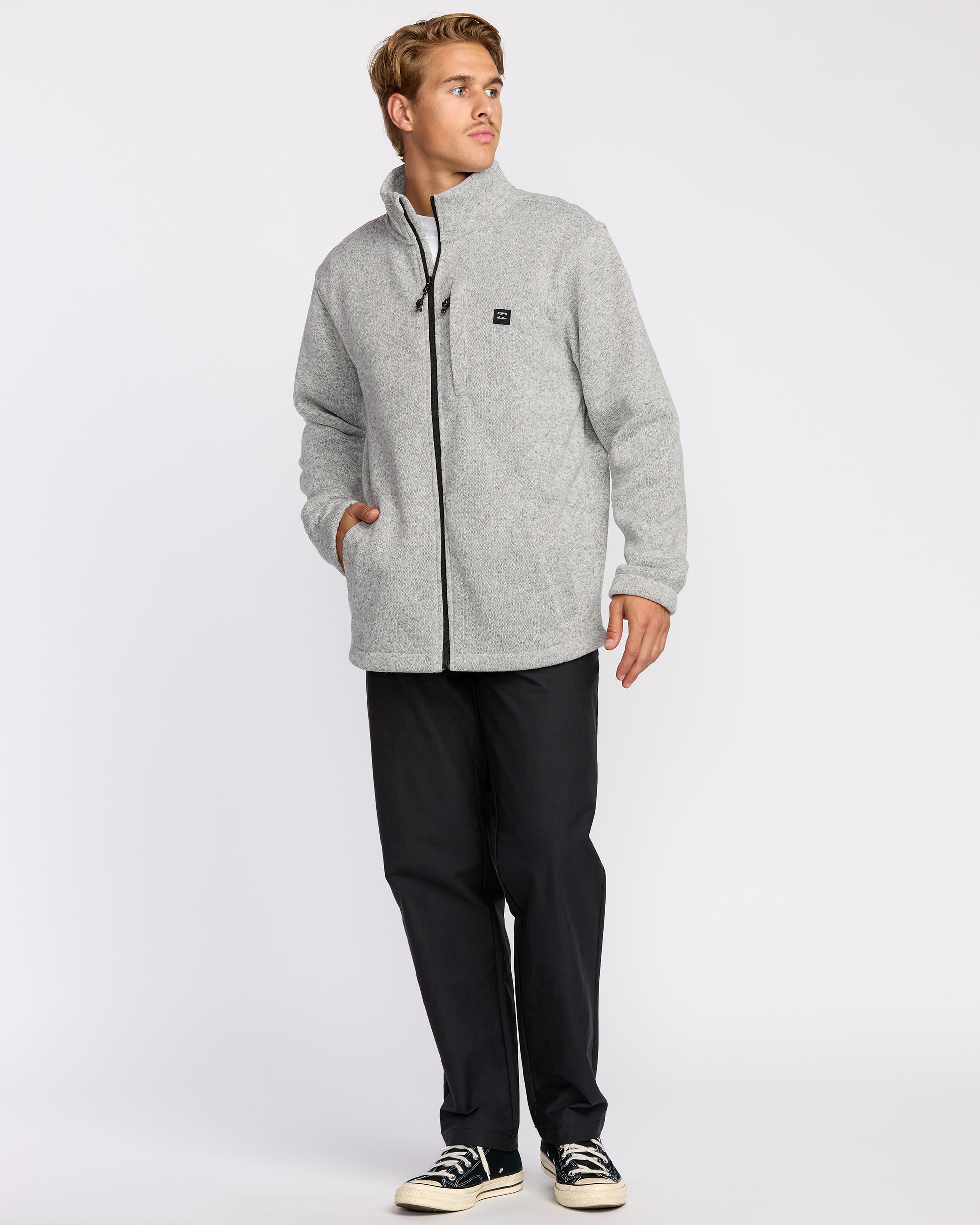 Boundary Mock Neck Zip Sweatshirt - Grey Htr - Image 4