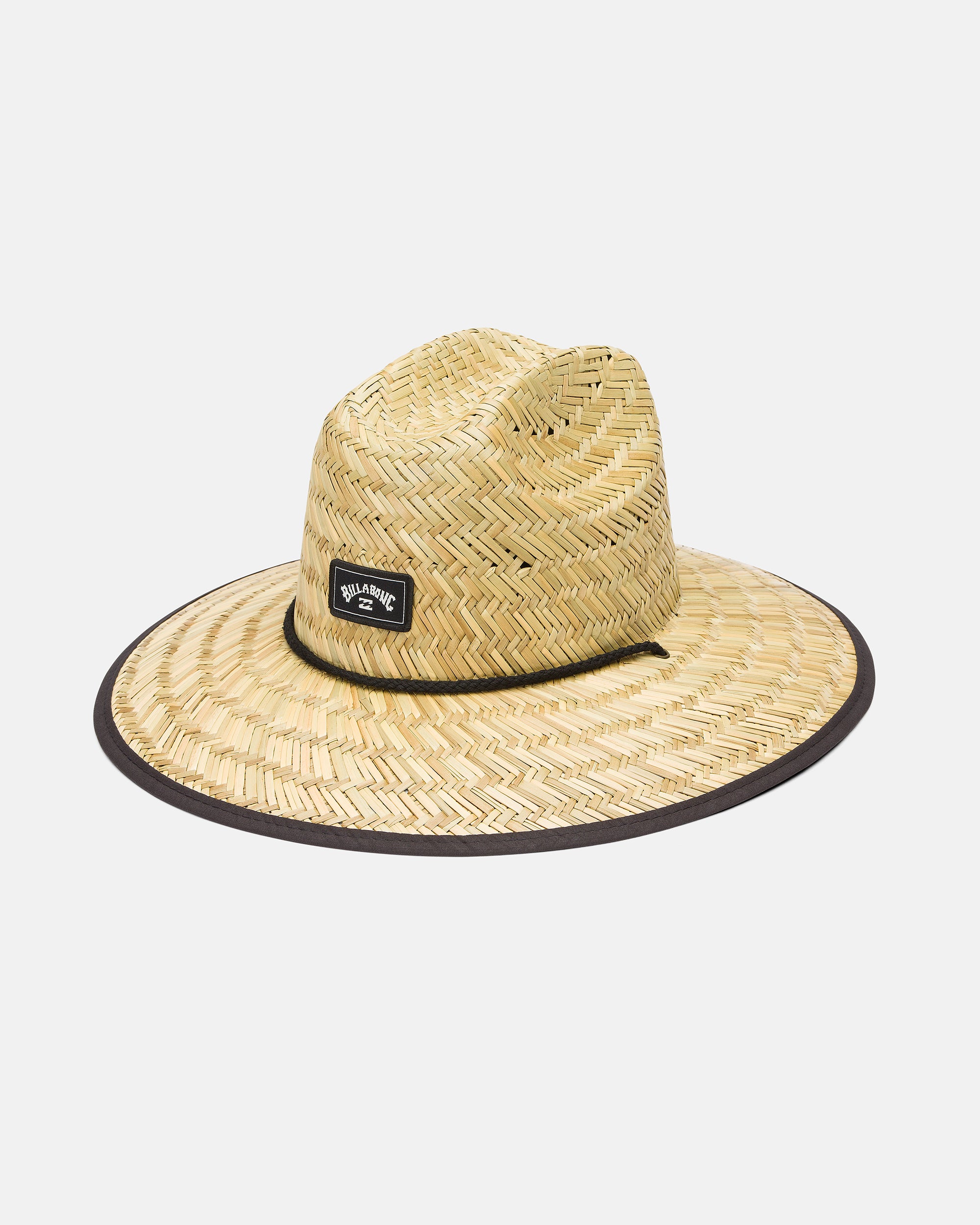 Tides Print Straw Hat - Black