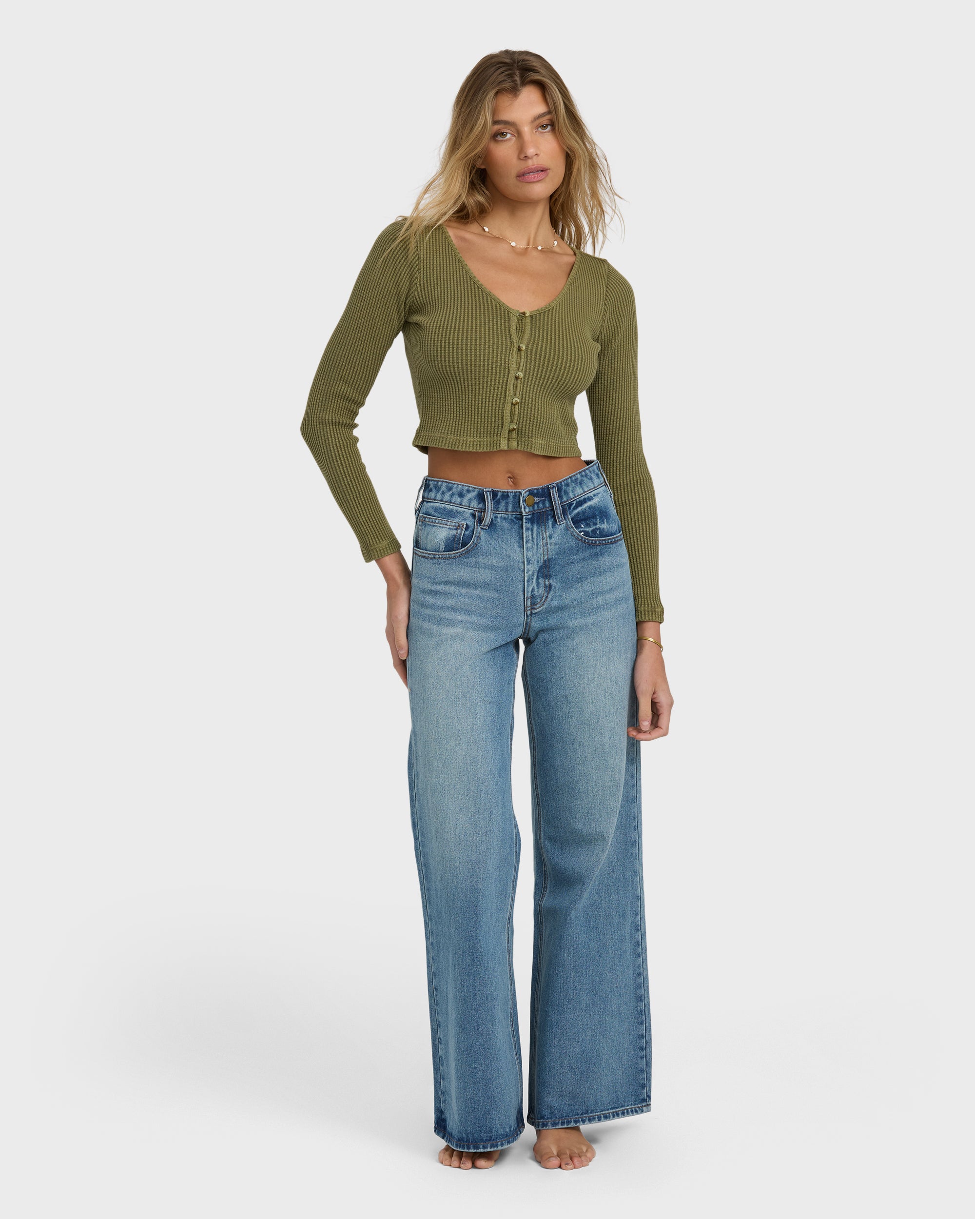 Paxton Long Sleeve Top - Martini Olive - Image 3