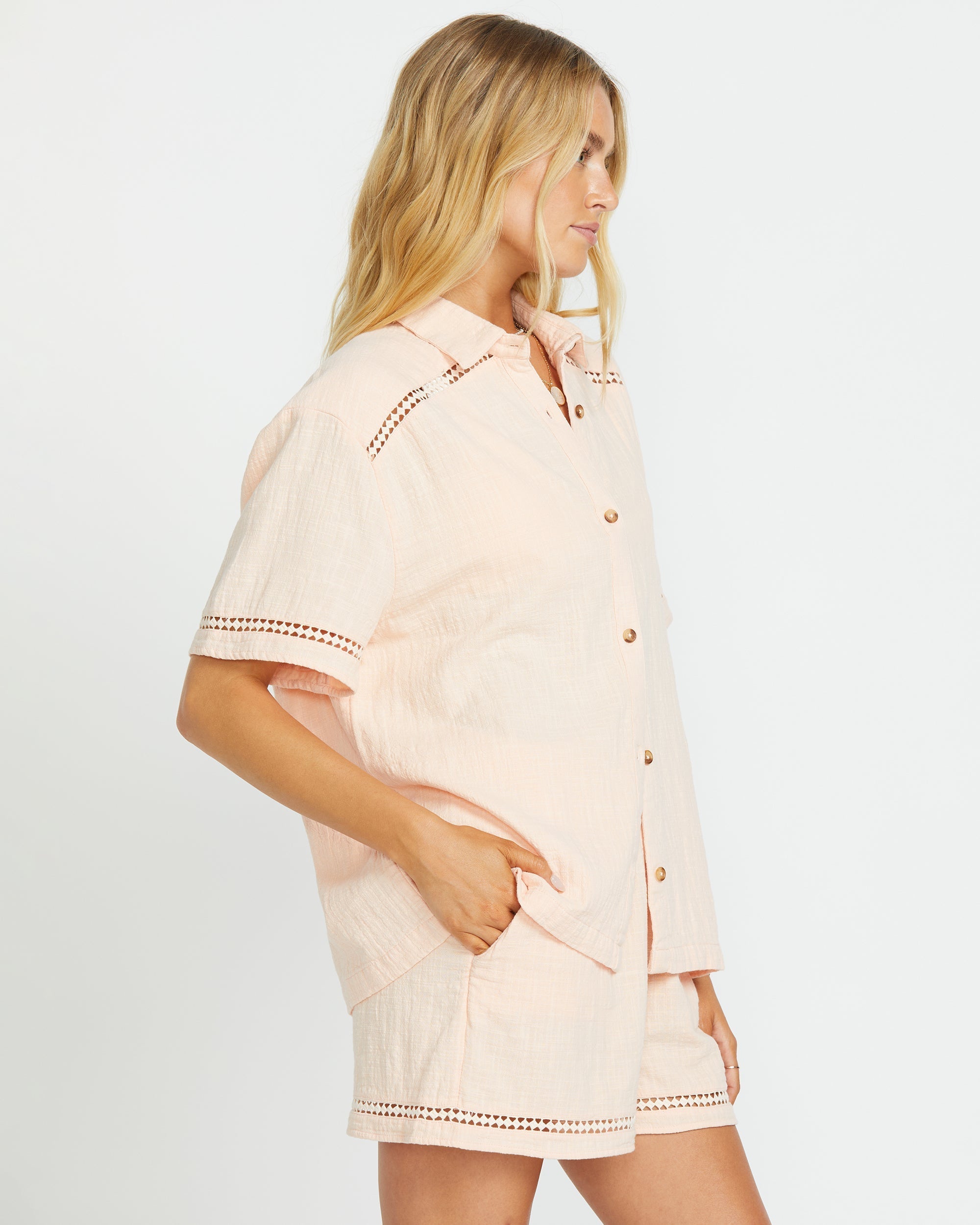 Summers End Short Sleeve Shirt - Soft Peach - Image 4