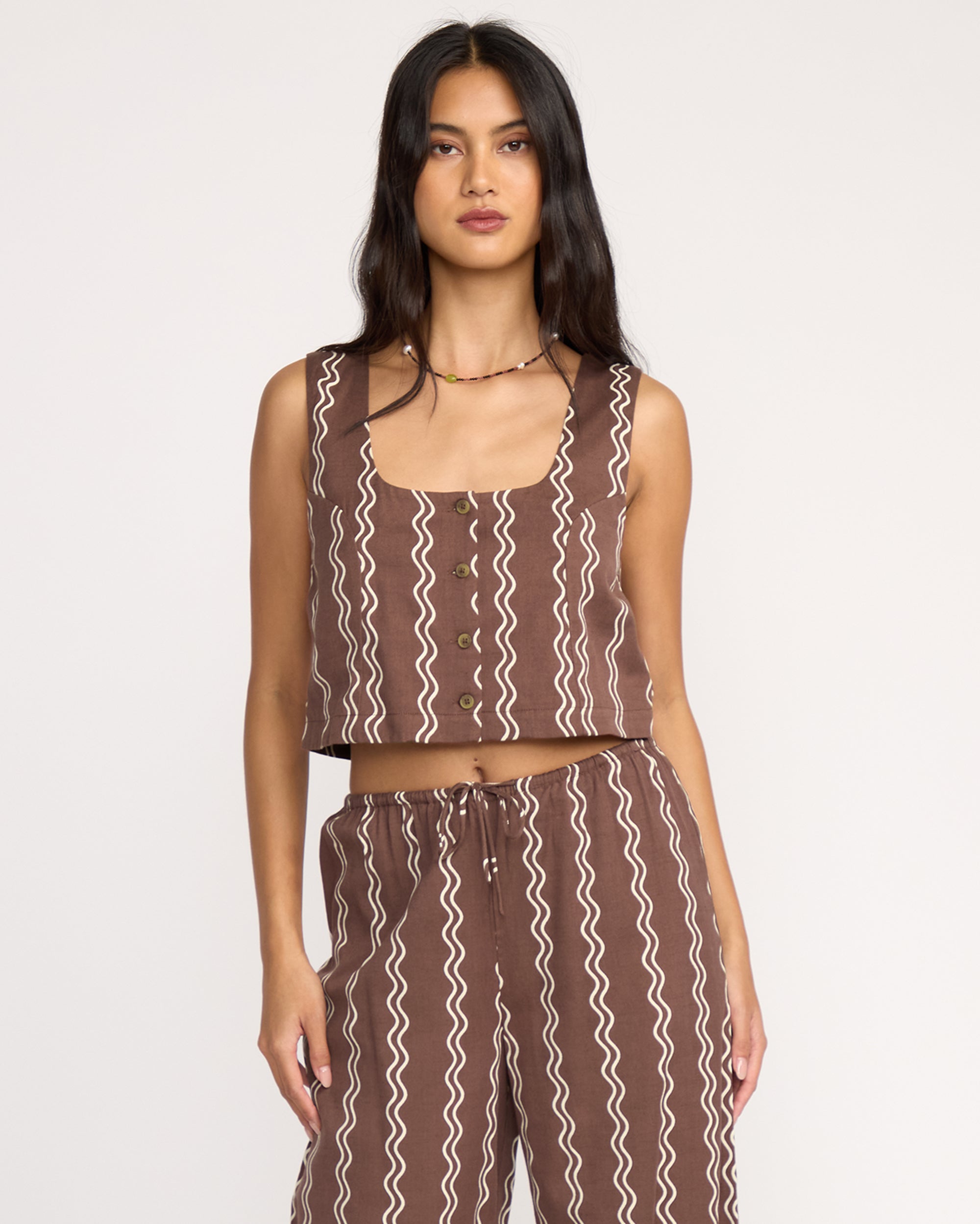 Another Wave Woven Tank - Espresso - Image 2