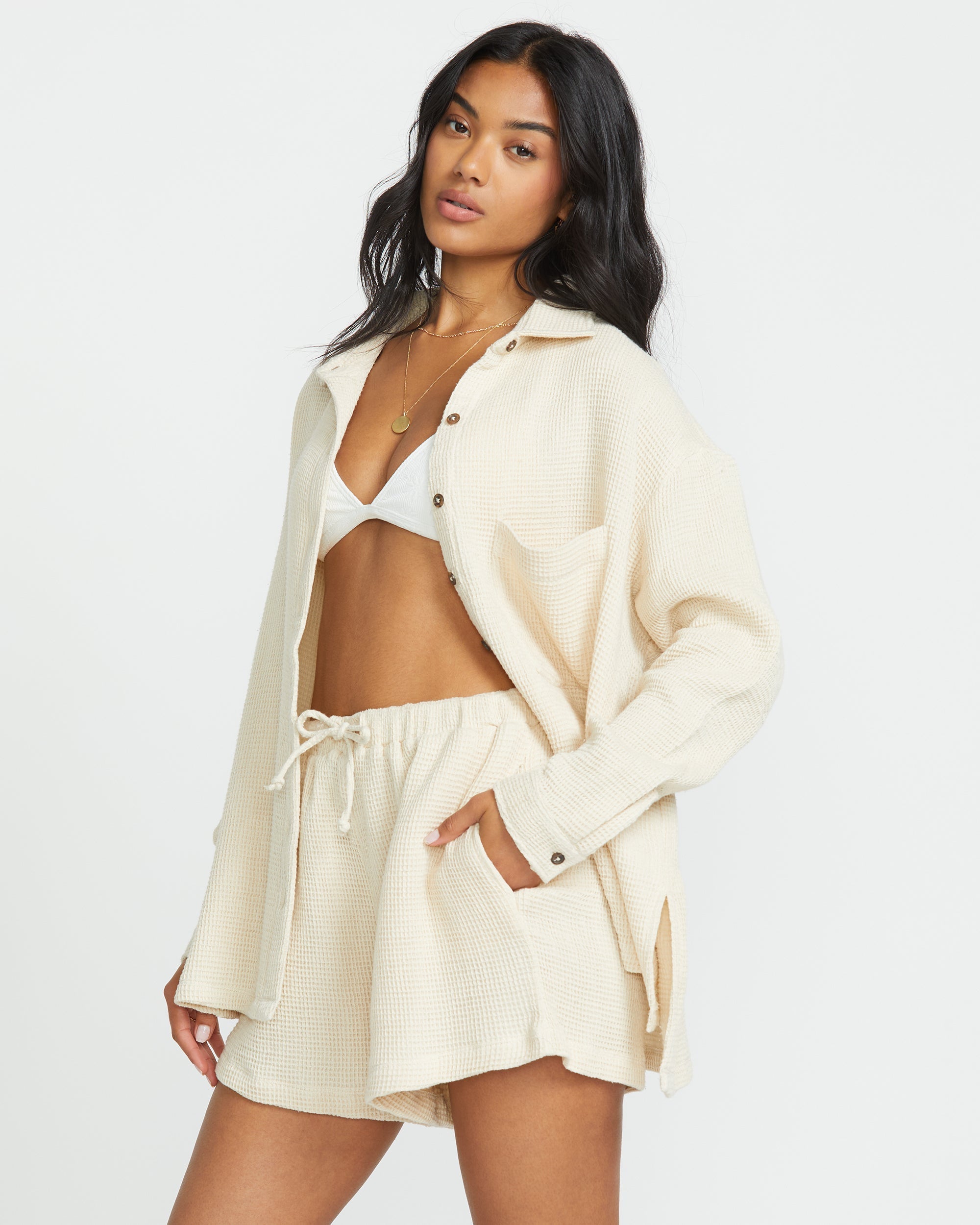 So Cozy Shacket - Dove - Image 3