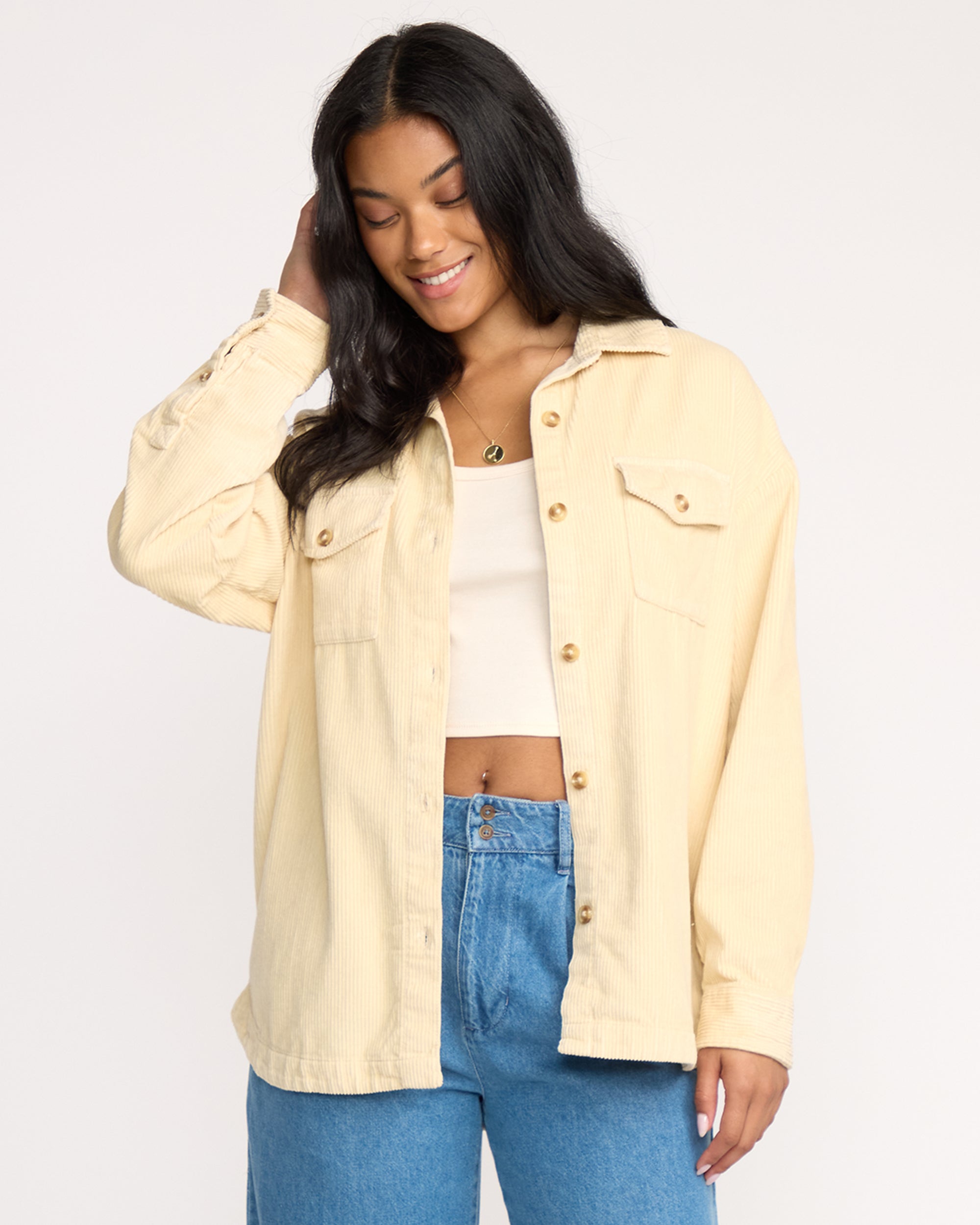 Fadeaway Long Sleeve Shacket - Whitecap - Image 3