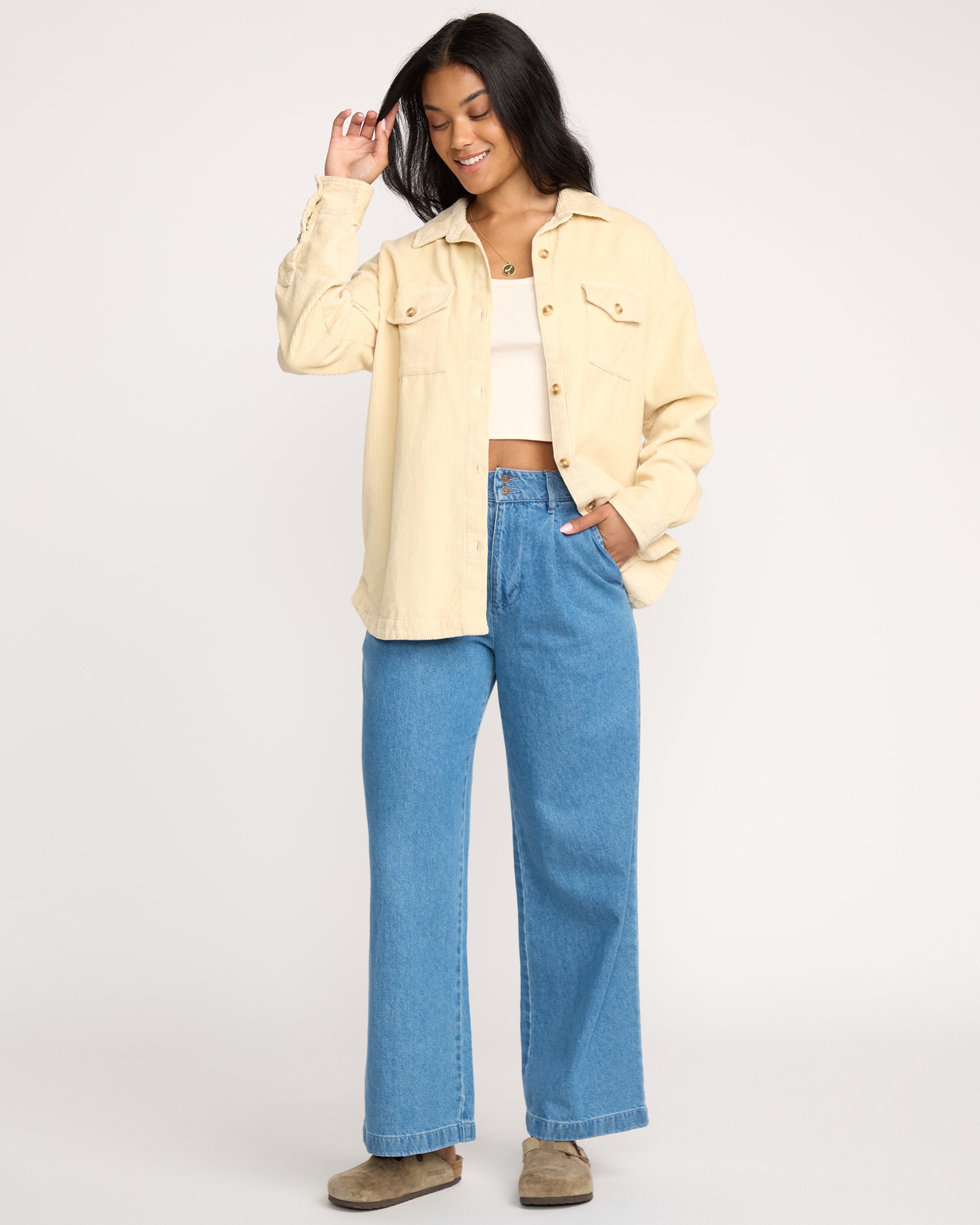 Fadeaway Long Sleeve Shacket - Whitecap - Image 4