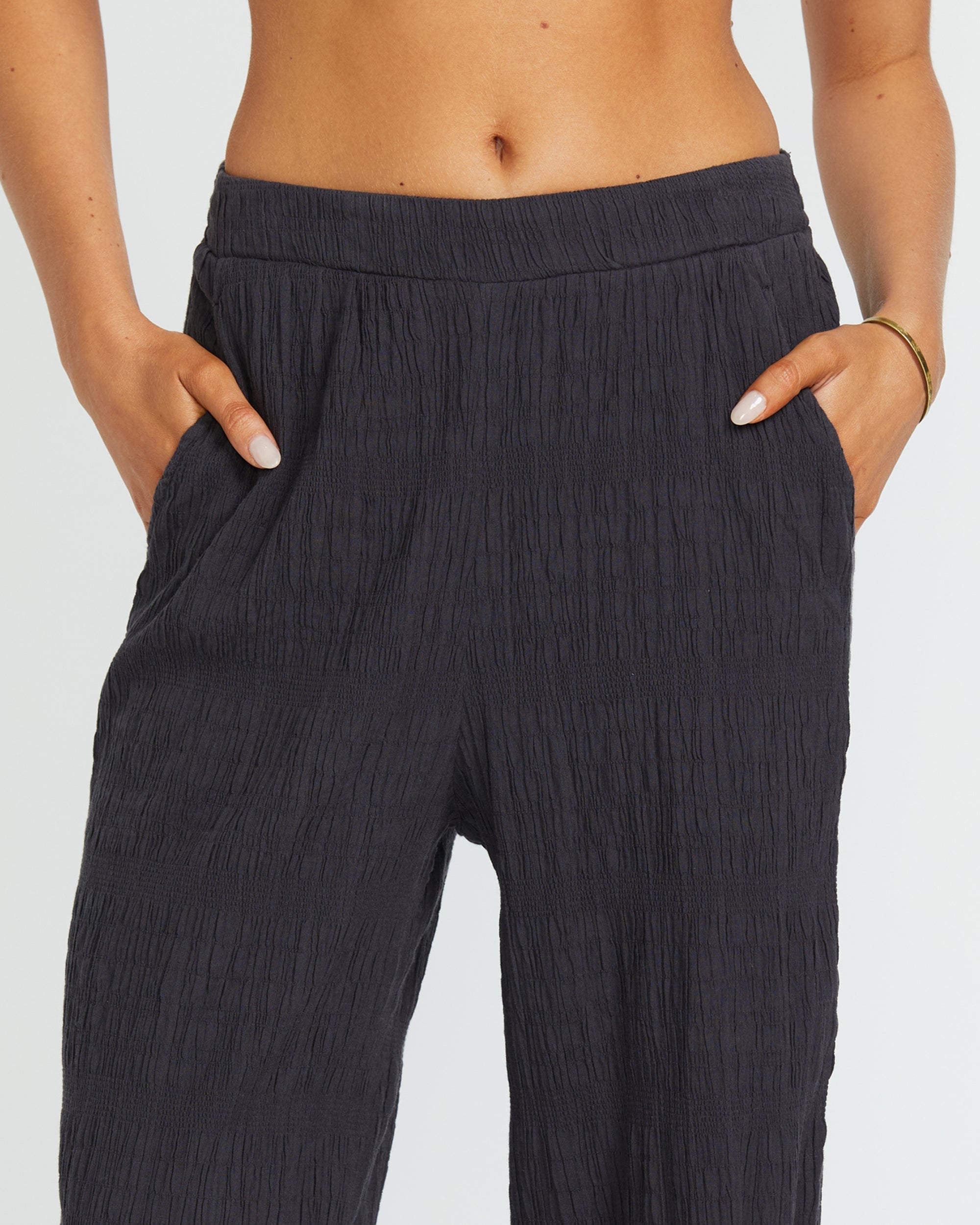 Sandy Shore Elastic Waist Pants - Black Sands - Image 2