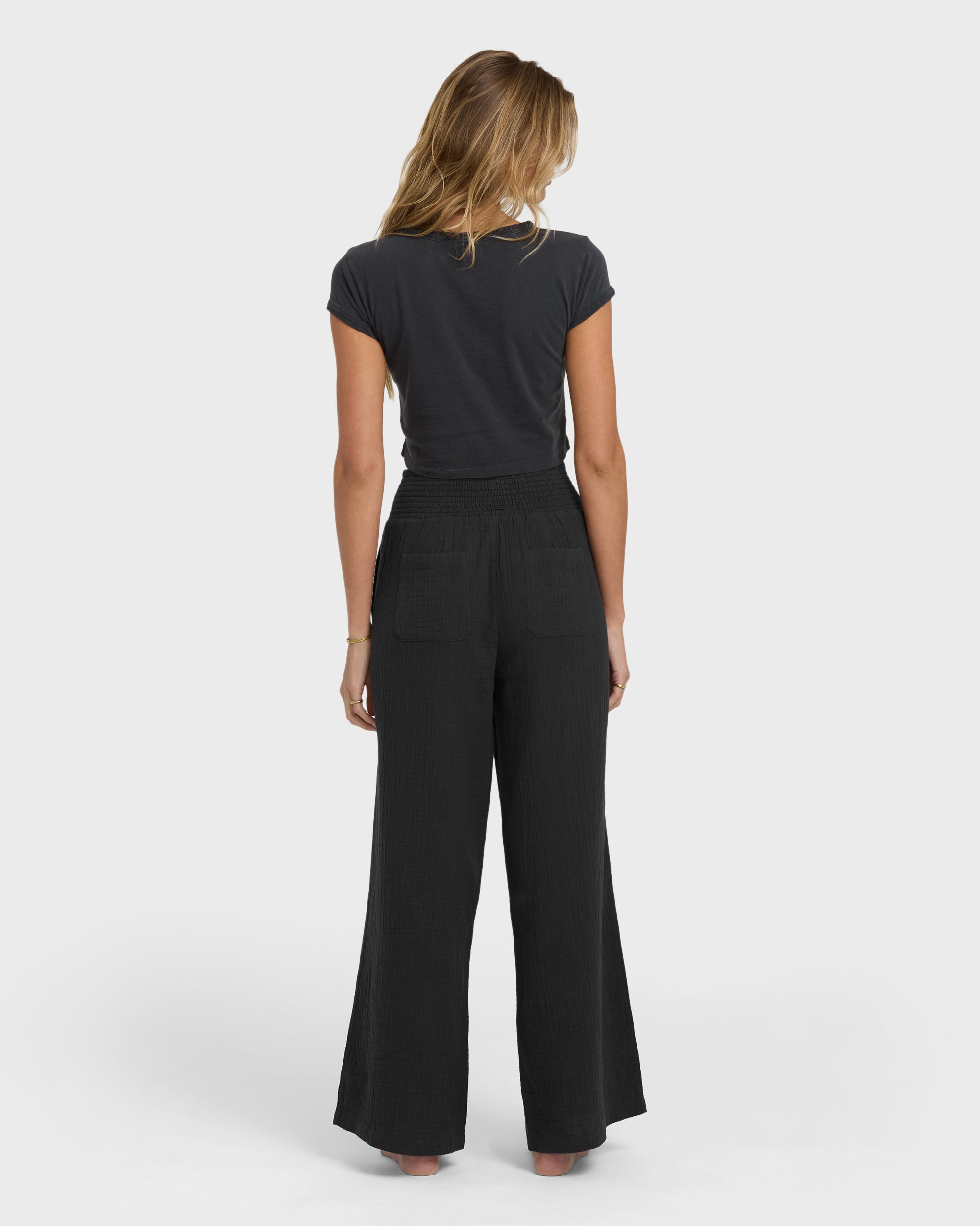 New Waves Gauze Elastic Waist Pants - Black Sands - Image 5