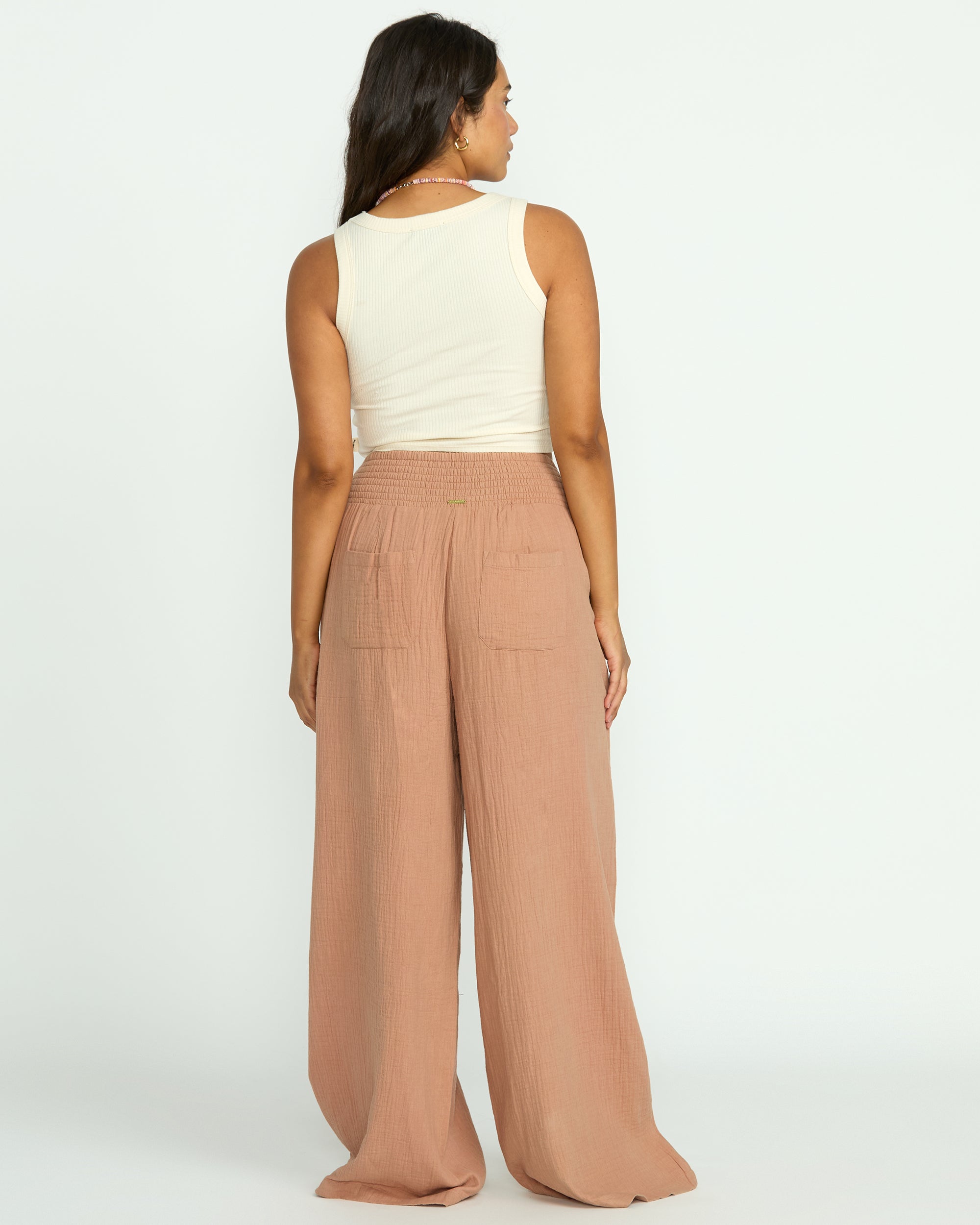New Waves Gauze Elastic Waist Pants - Rose Brown - Image 7