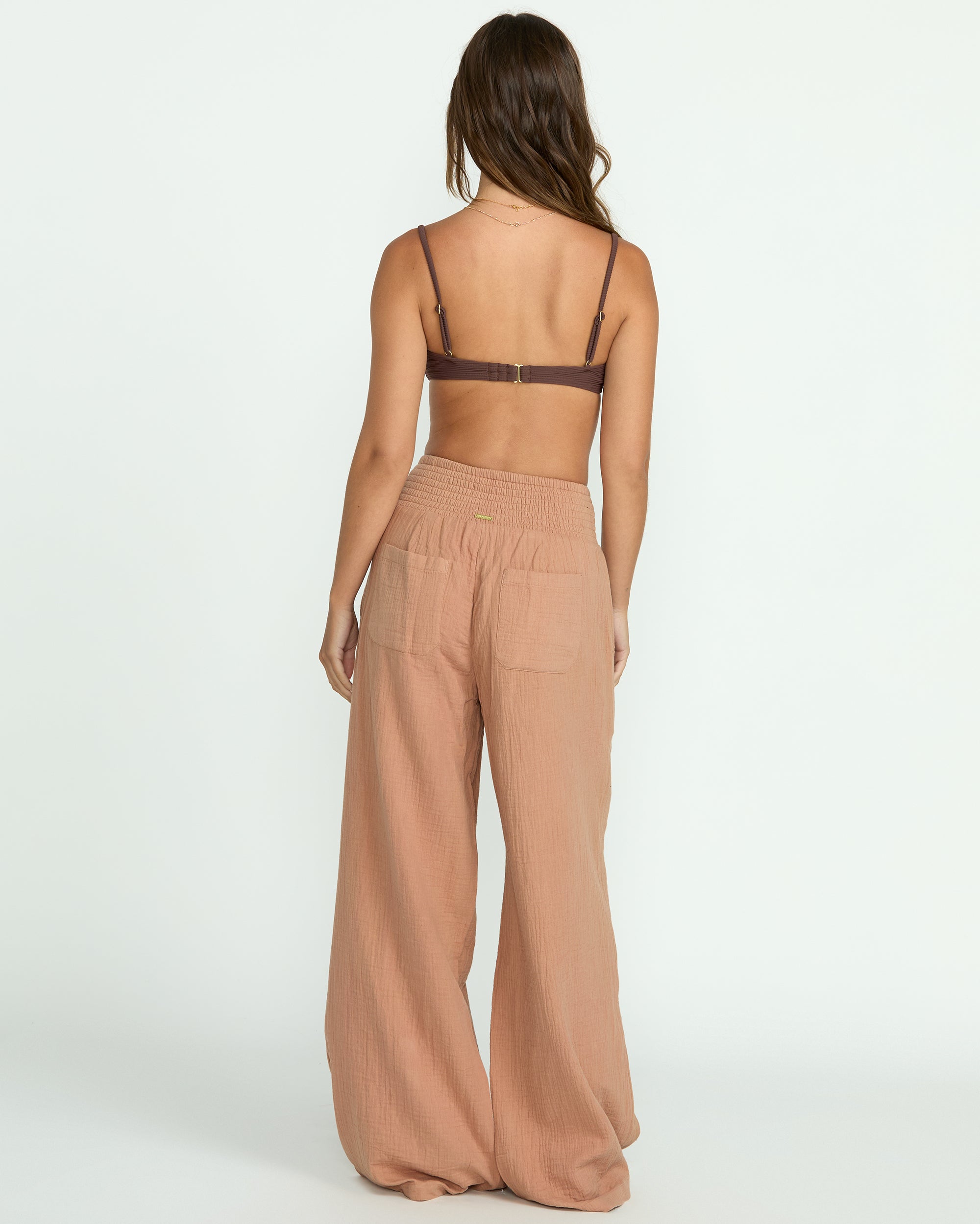 New Waves Gauze Elastic Waist Pants - Rose Brown - Image 5