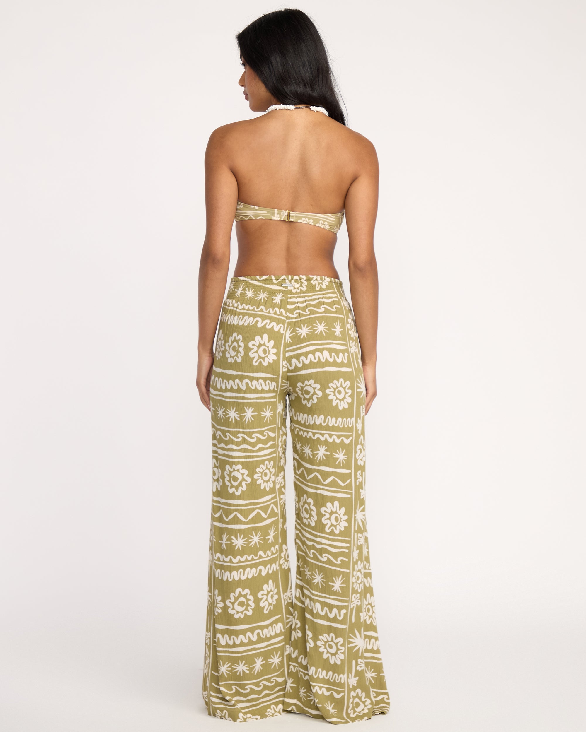 Split Spirit Elastic Waist Pants - Green Tea - Image 2
