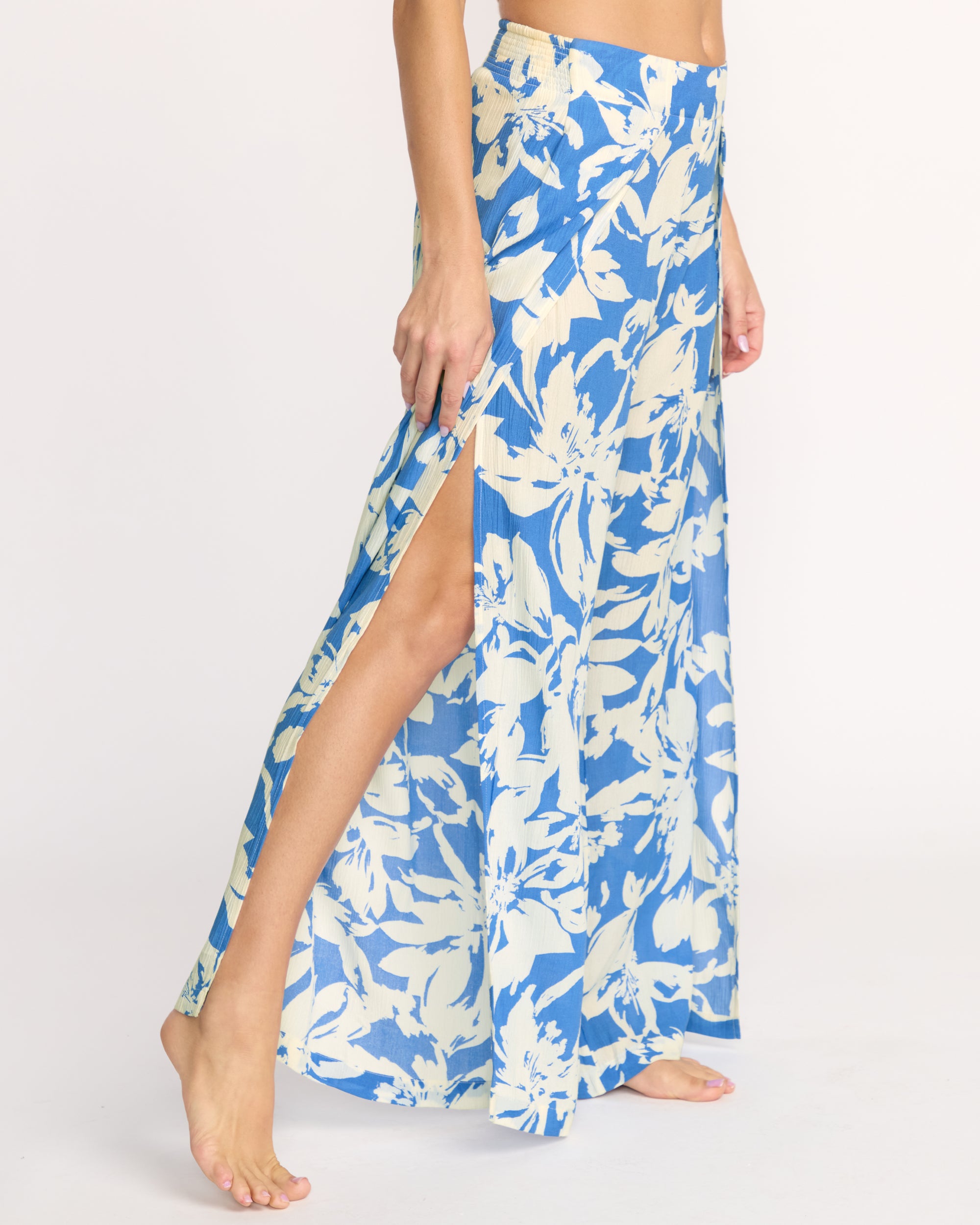 Split Spirit Elastic Waist Pants - True Blue - Image 2