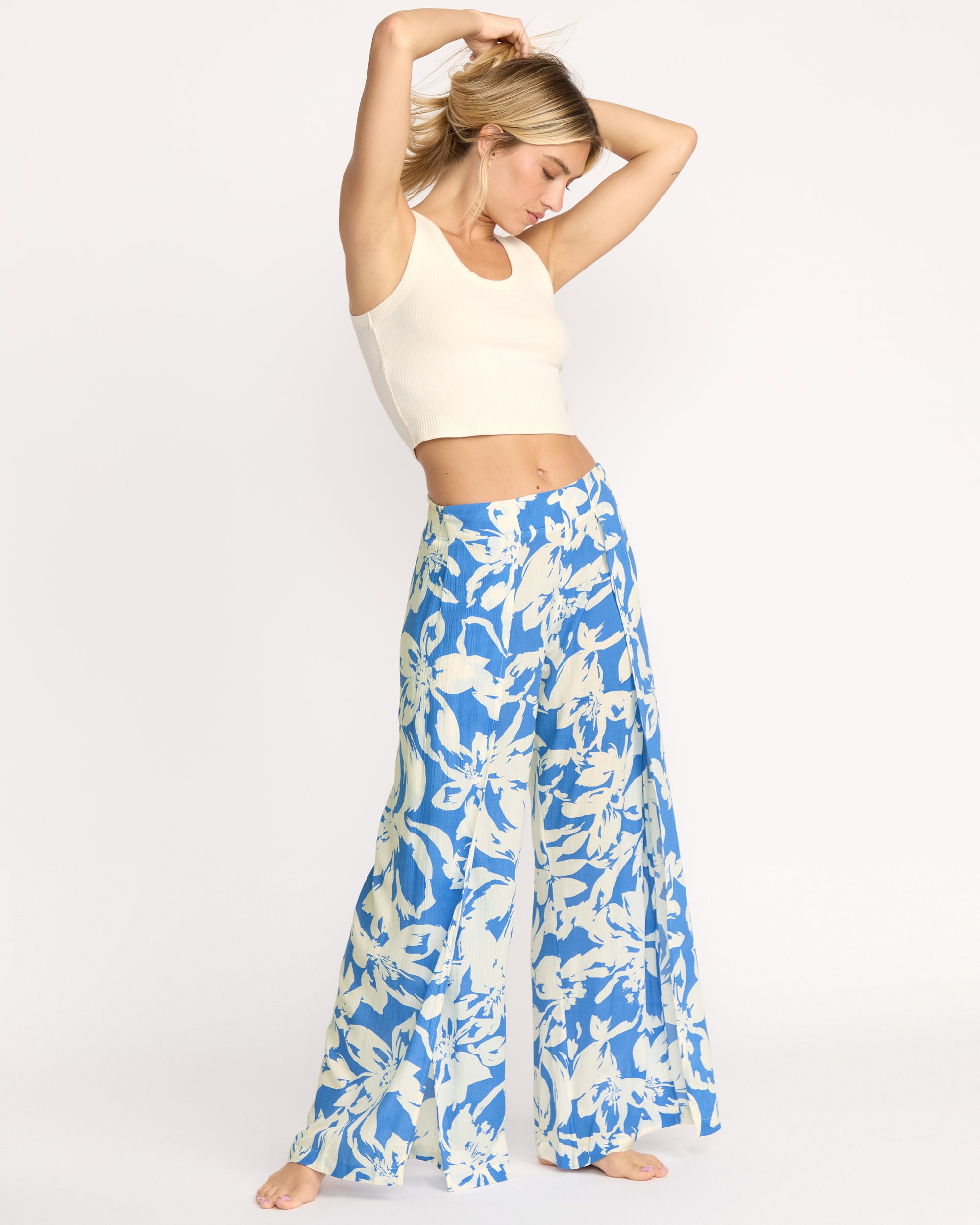 Split Spirit Elastic Waist Pants - True Blue - Image 3