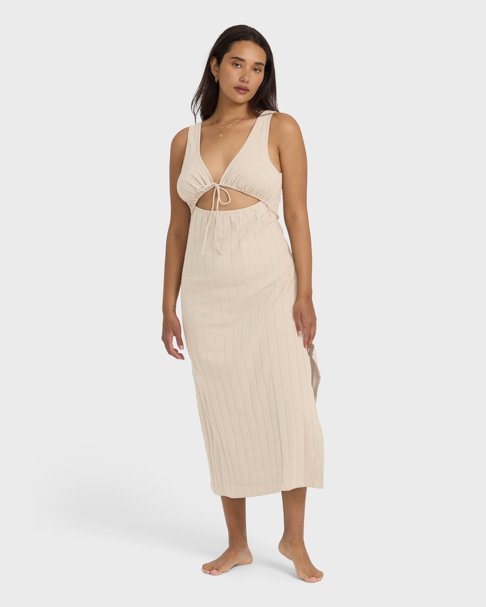 Slides Midi Knit Dress - Cobblestone