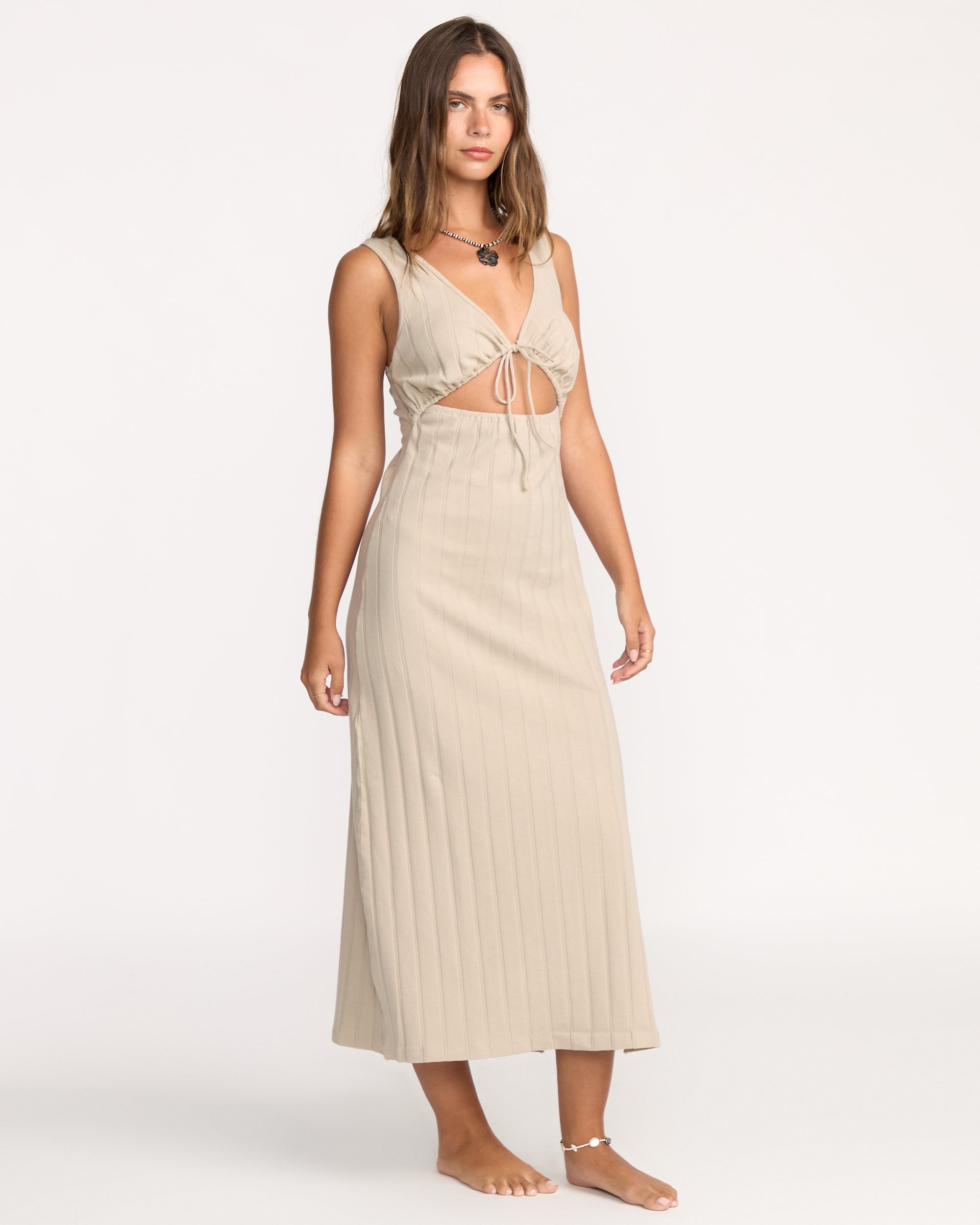 Slides Midi Knit Dress - Cobblestone - Image 4