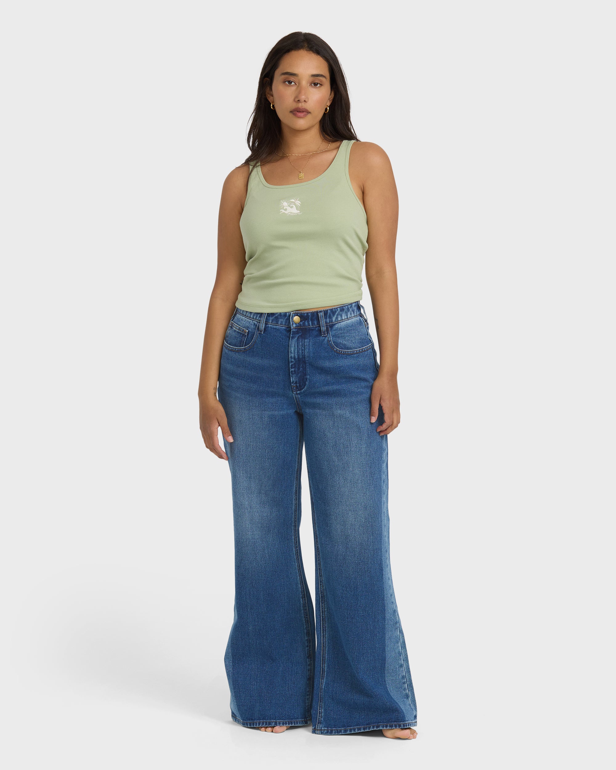 Free Fall High-Waist Denim Pants - Middle Broken Blue - Image 7