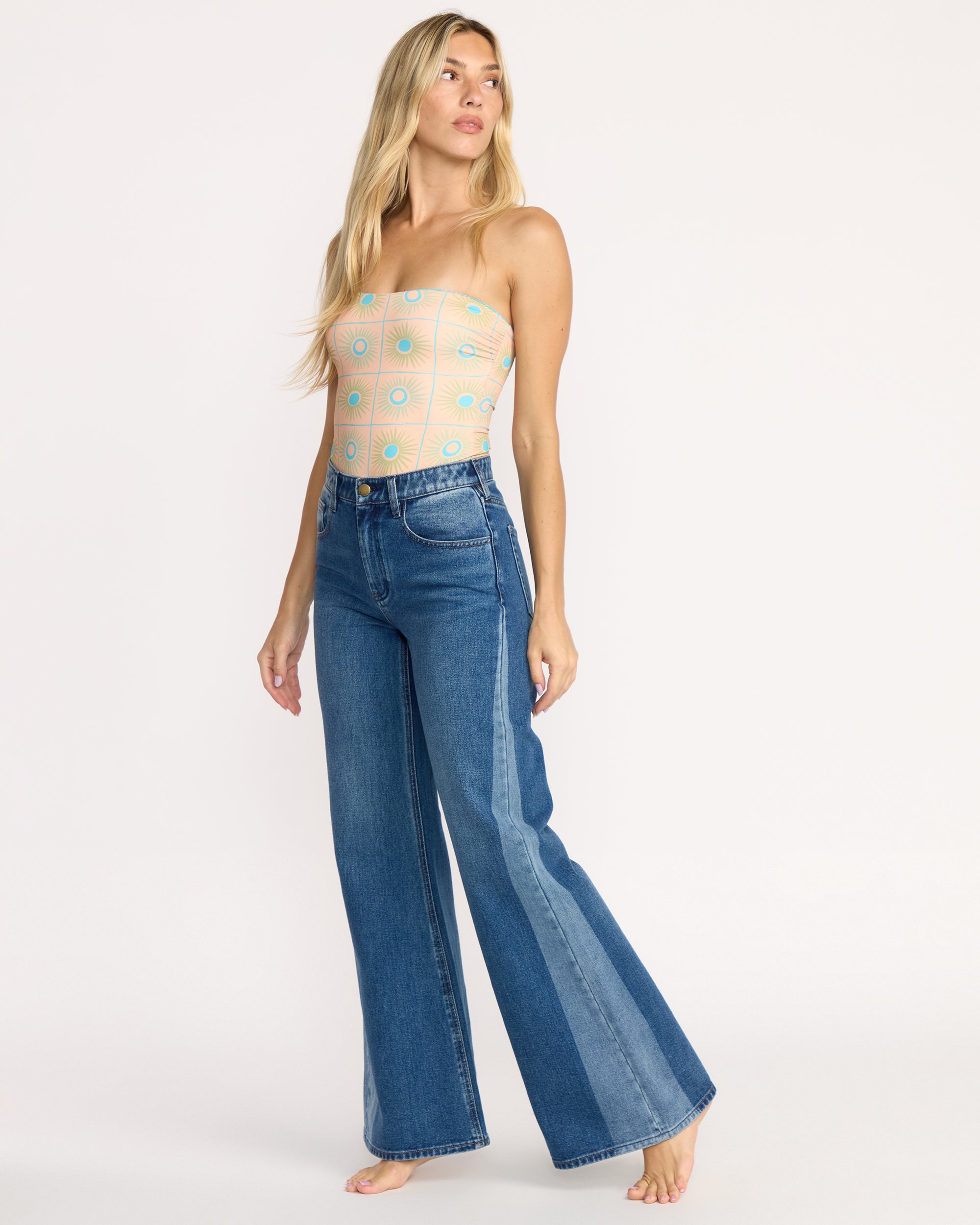 Free Fall High-Waist Denim Pants - Middle Broken Blue - Image 4