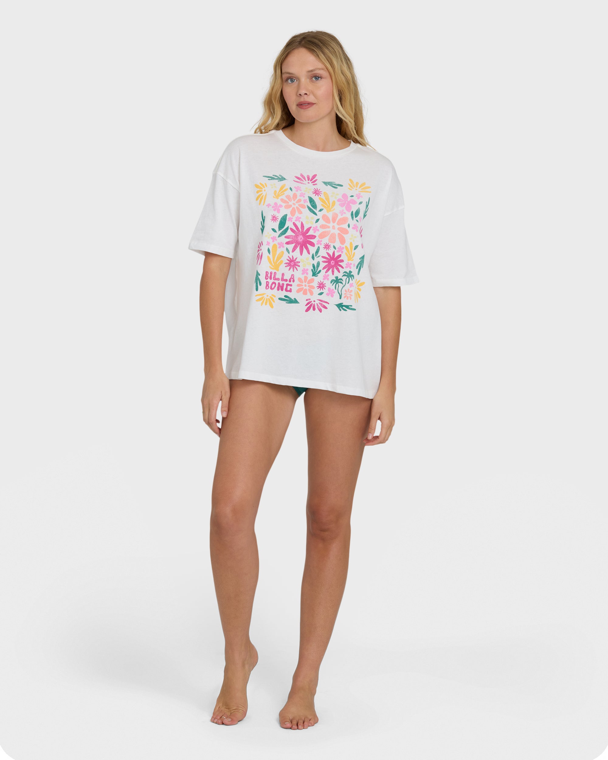 Floral Press Short Sleeve T-Shirt - Salt Crystal - Image 3