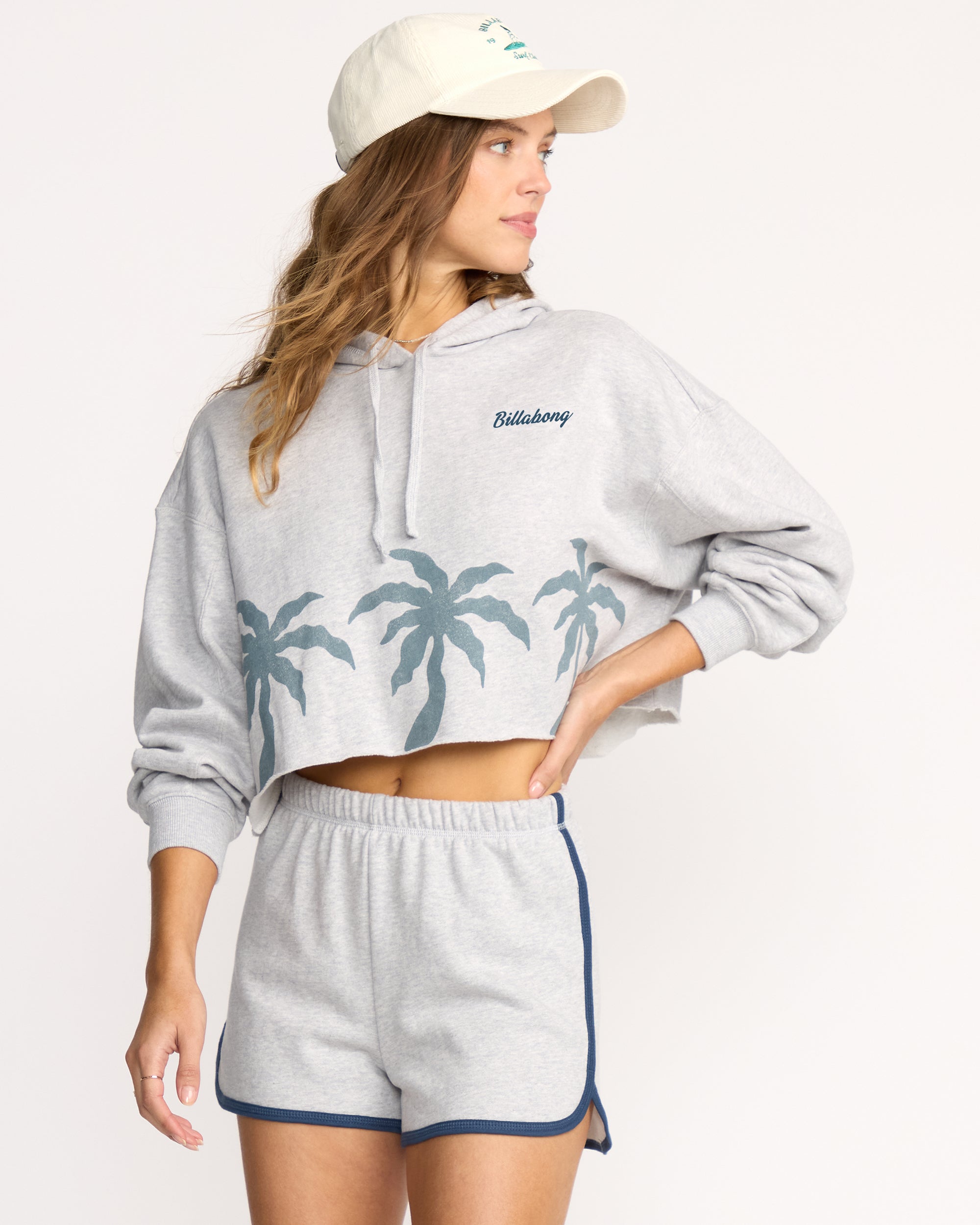 Triple Palms Hoodie - Heather Grey - Image 4