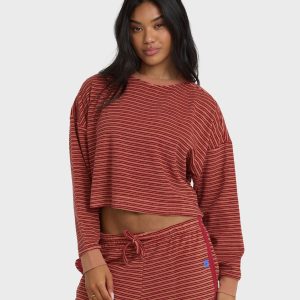 Waves For Days Terry Crewneck Sweatshirt - Rose Brown
