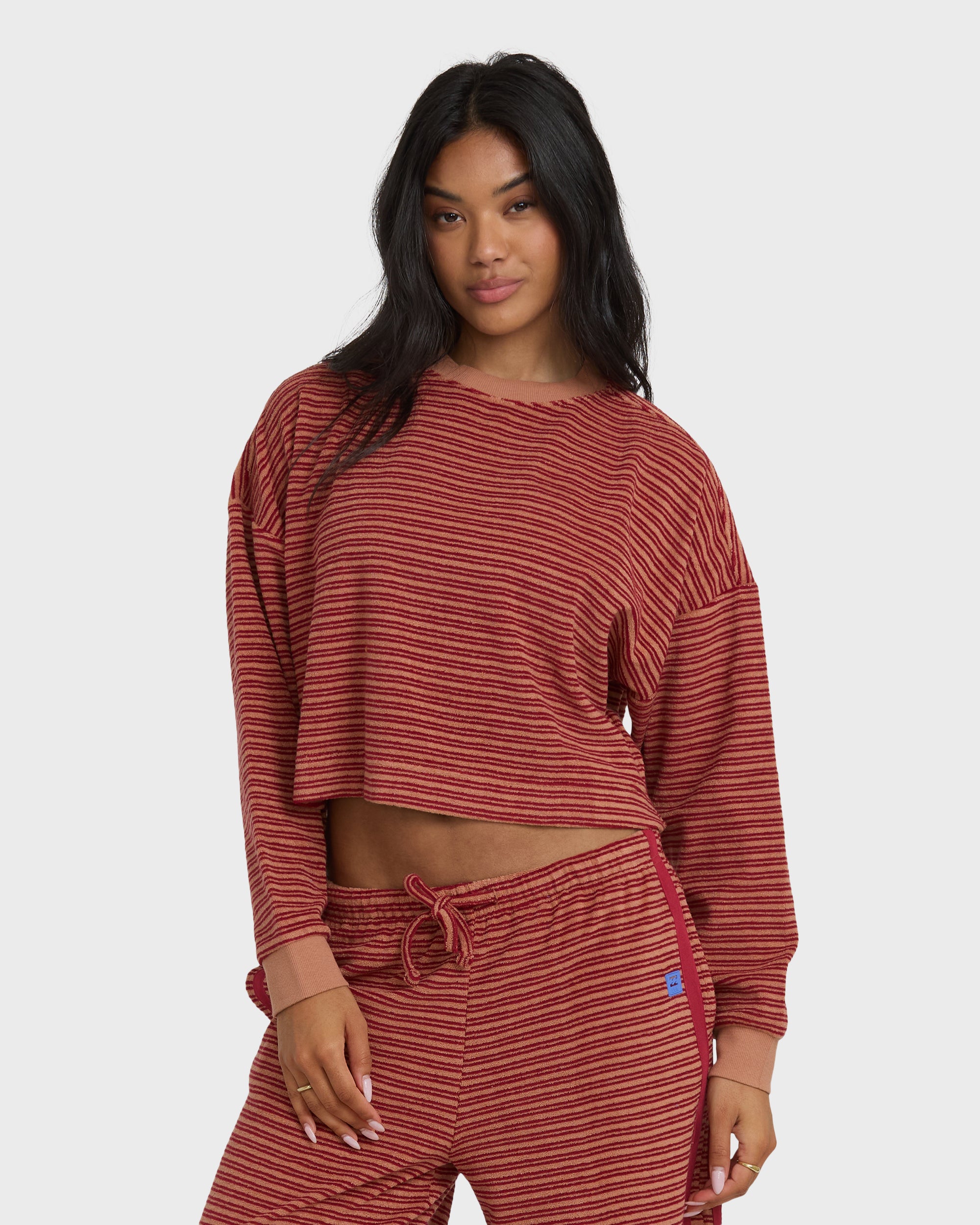 Waves For Days Terry Crewneck Sweatshirt - Rose Brown