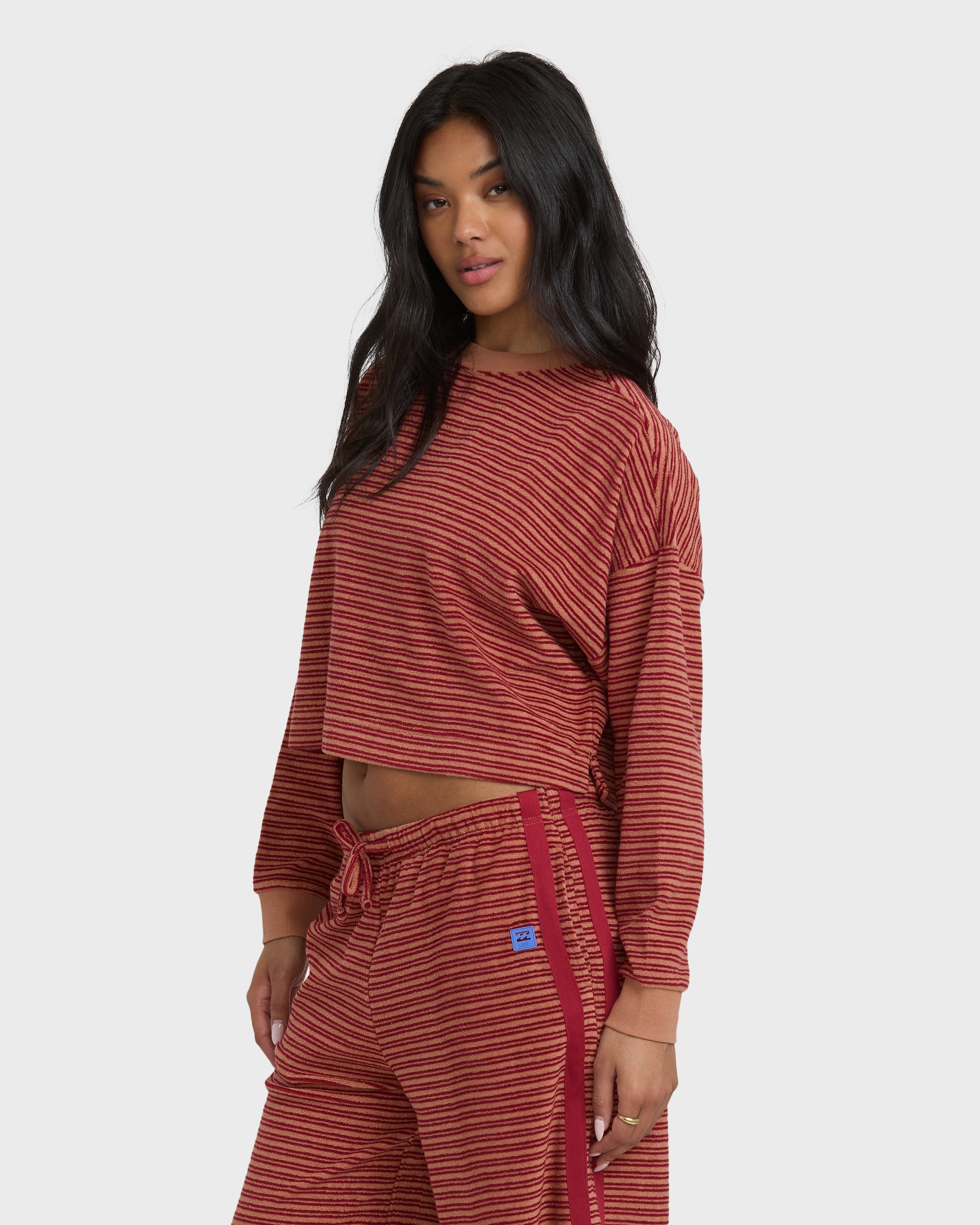 Waves For Days Terry Crewneck Sweatshirt - Rose Brown - Image 4