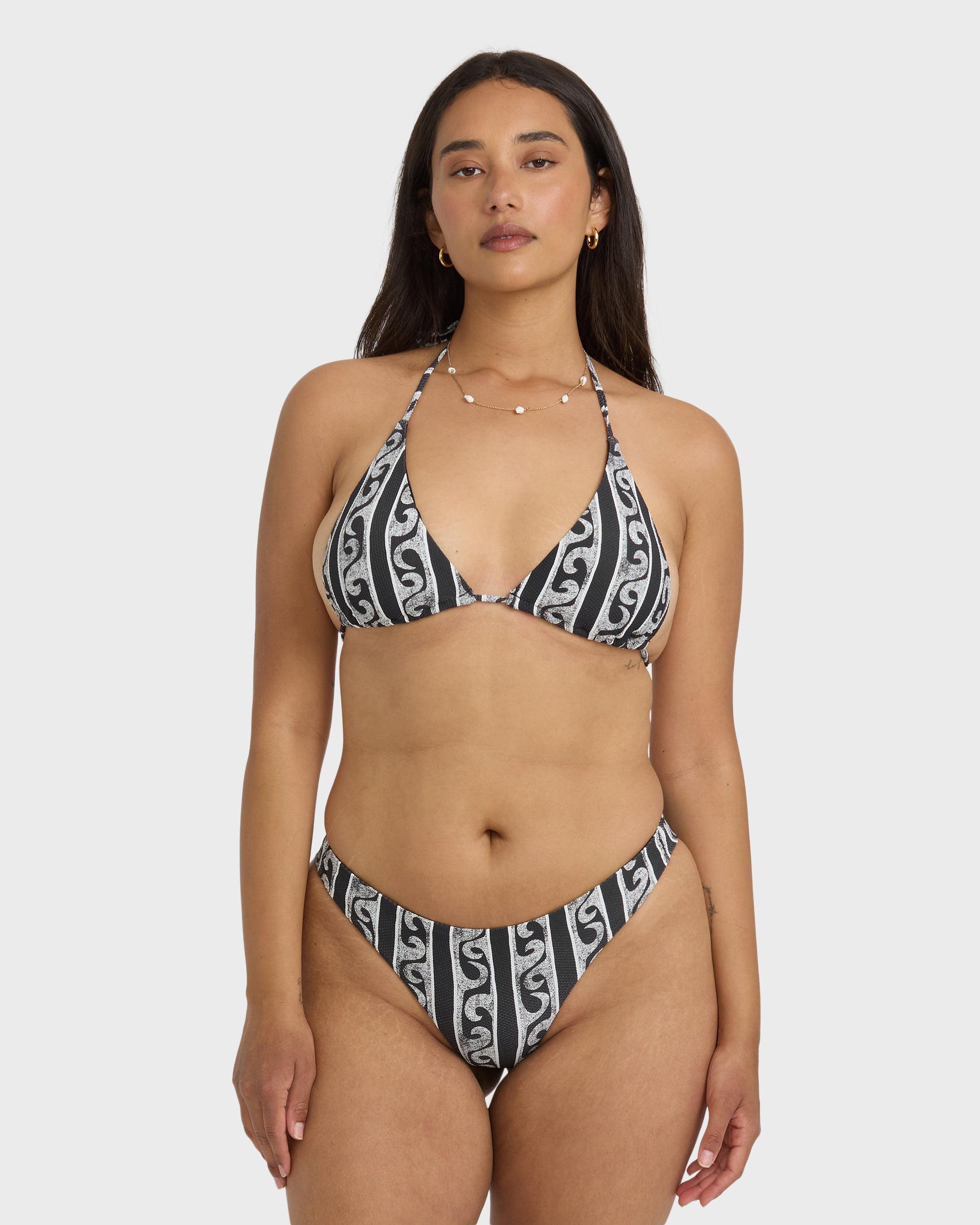 Wave Watcher Multi Triangle Bikini Top - Black White - Image 7